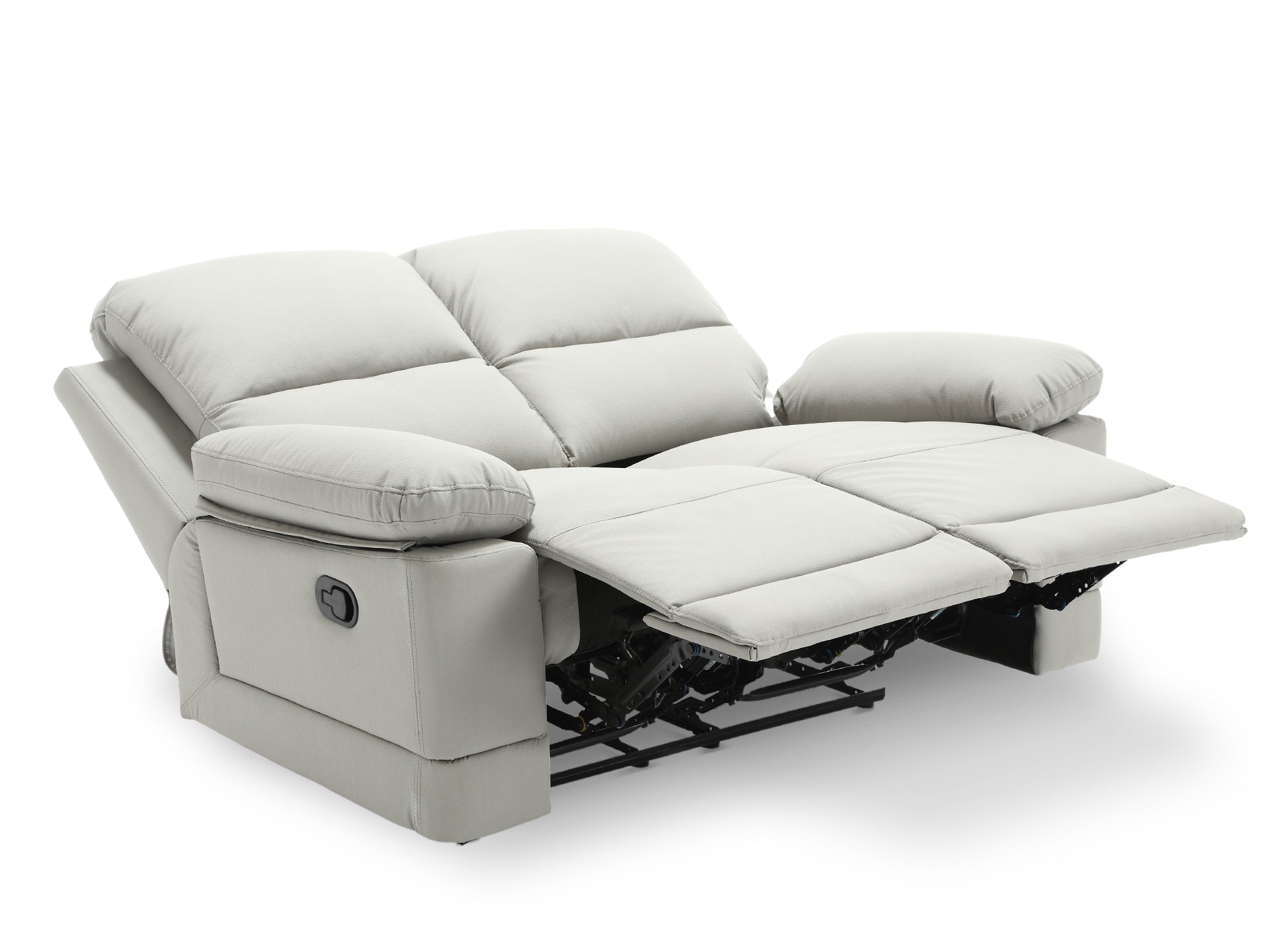 Sofá cama manual de 2 plazas DANY en piel sintética gris claro