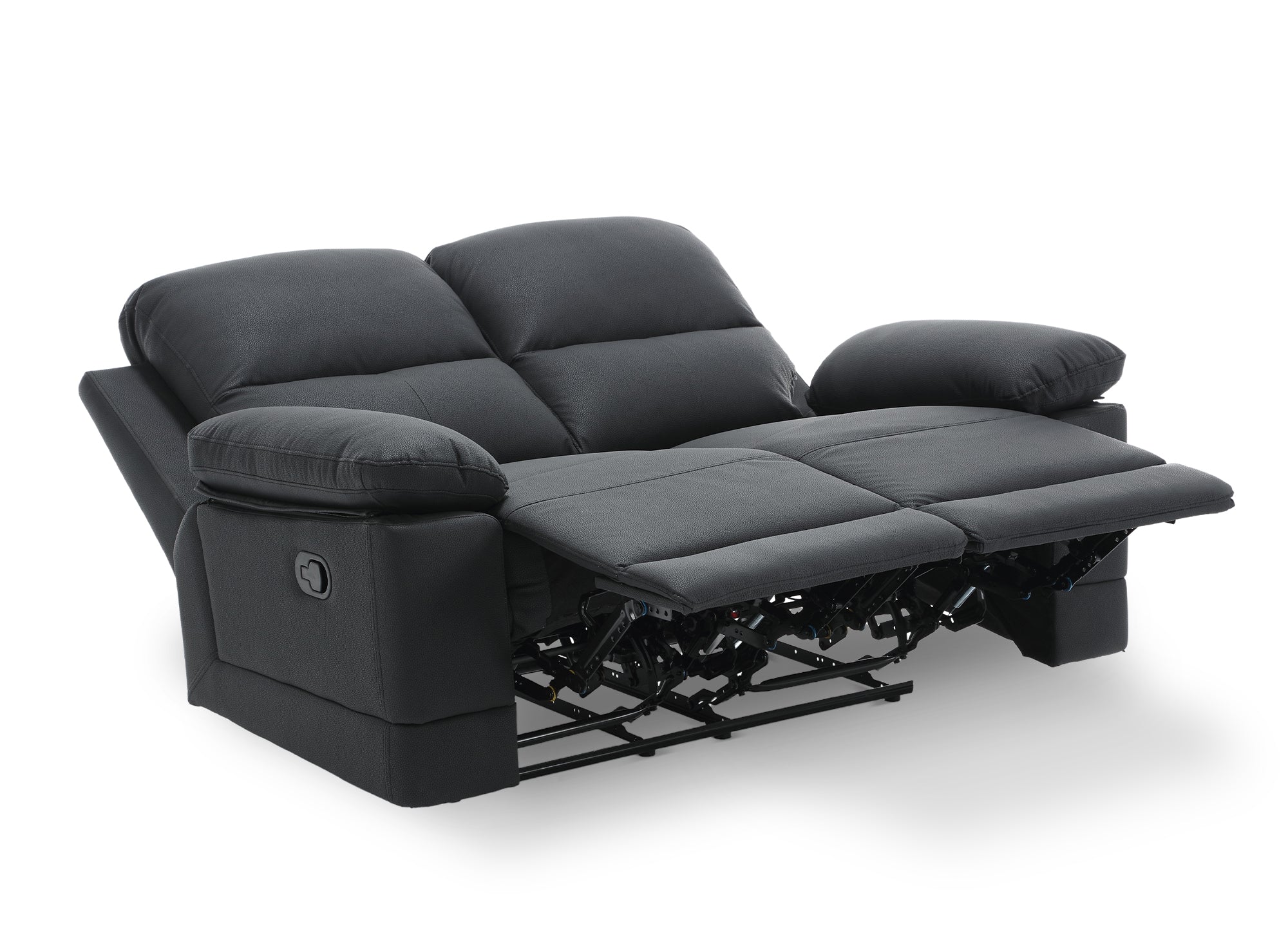 Sofá reclinable manual de 2 plazas DANY en piel sintética negra