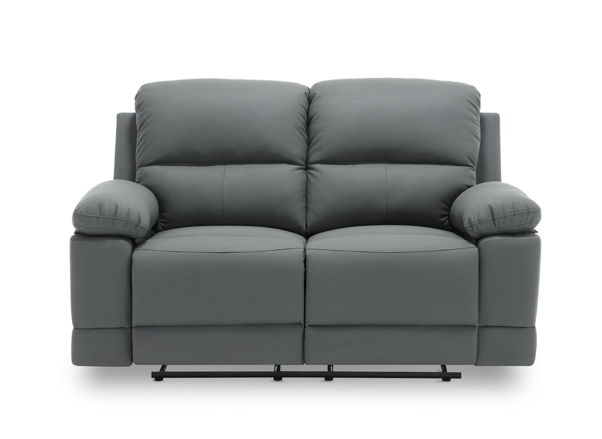 Sofá reclinable manual de 2 plazas DANY en piel sintética gris oscuro