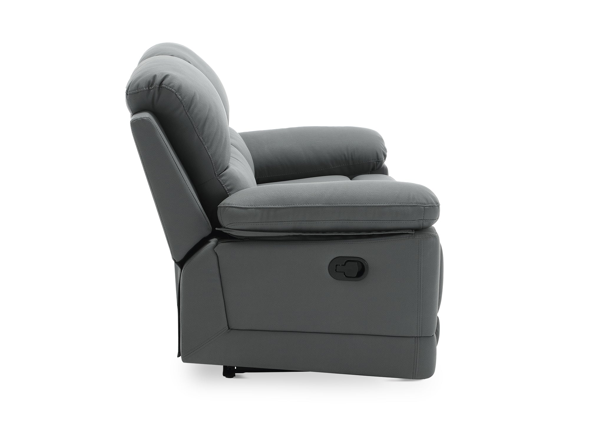 Sofá reclinable manual de 2 plazas DANY en piel sintética gris oscuro