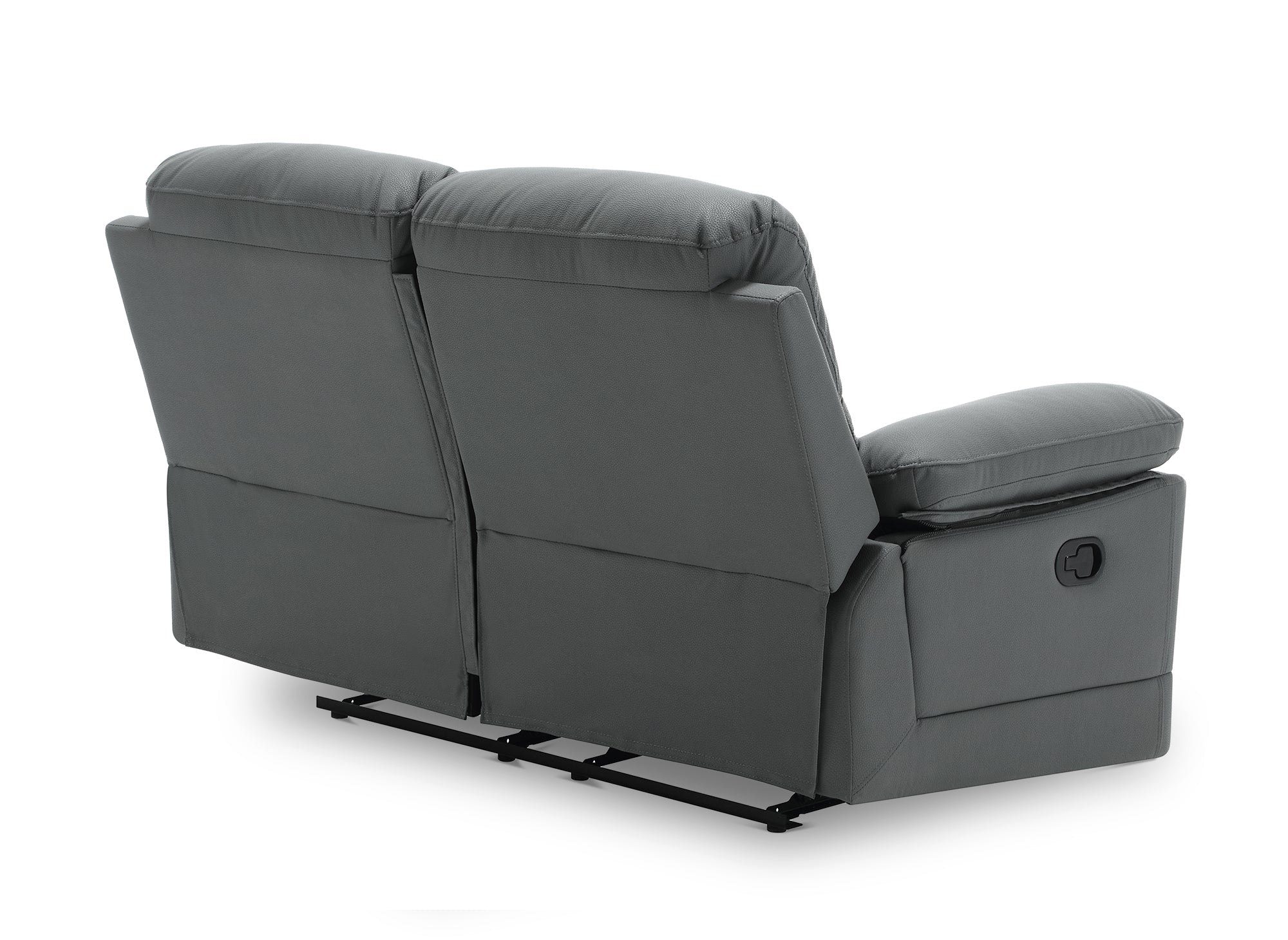 Sofá reclinable manual de 2 plazas DANY en piel sintética gris oscuro