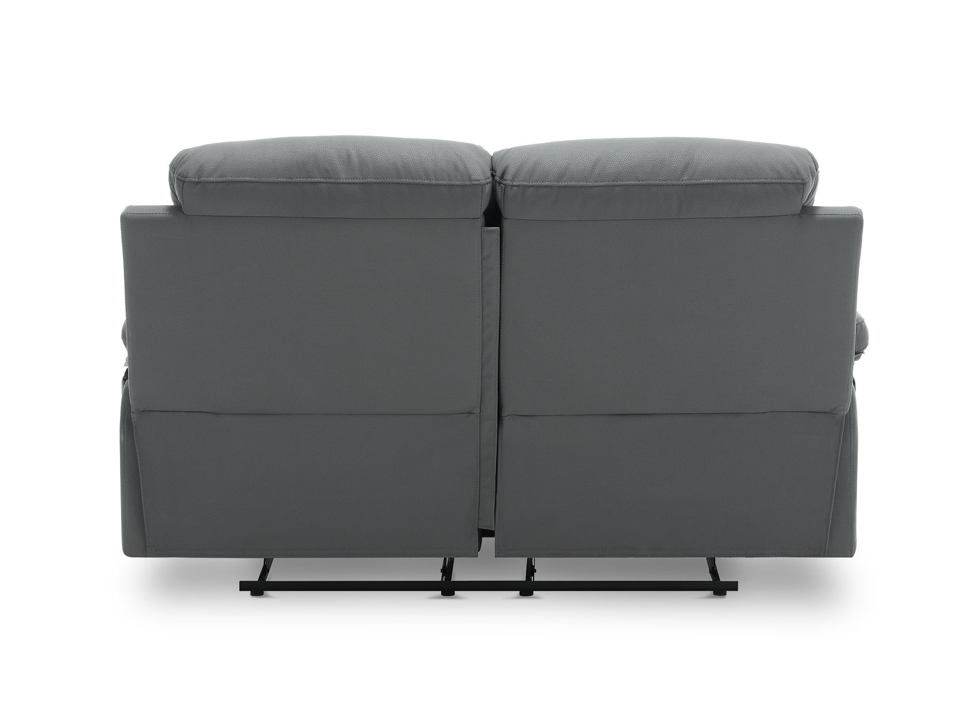 Sofá reclinable manual de 2 plazas DANY en piel sintética gris oscuro
