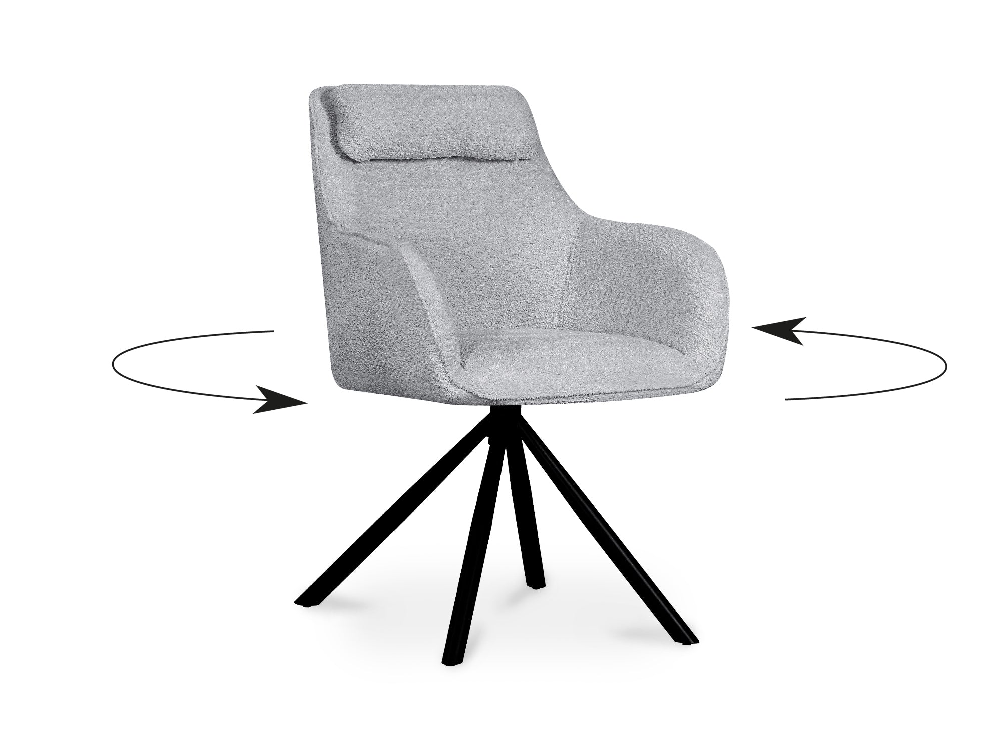 Silla giratoria AGNES con reposabrazos efecto piel de oveja gris claro