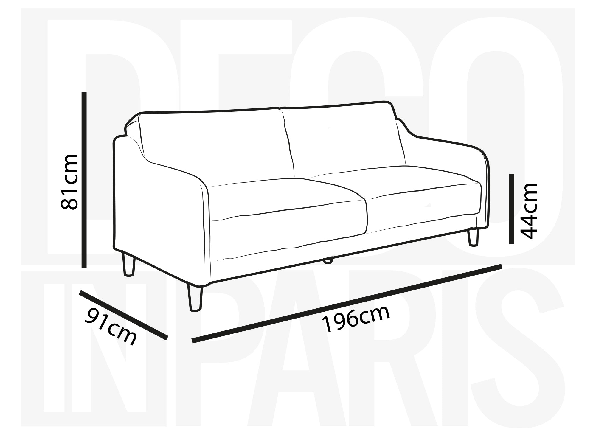 Sofá MARLON de 3 plazas con mecanismo clic-clac en tela gris oscuro