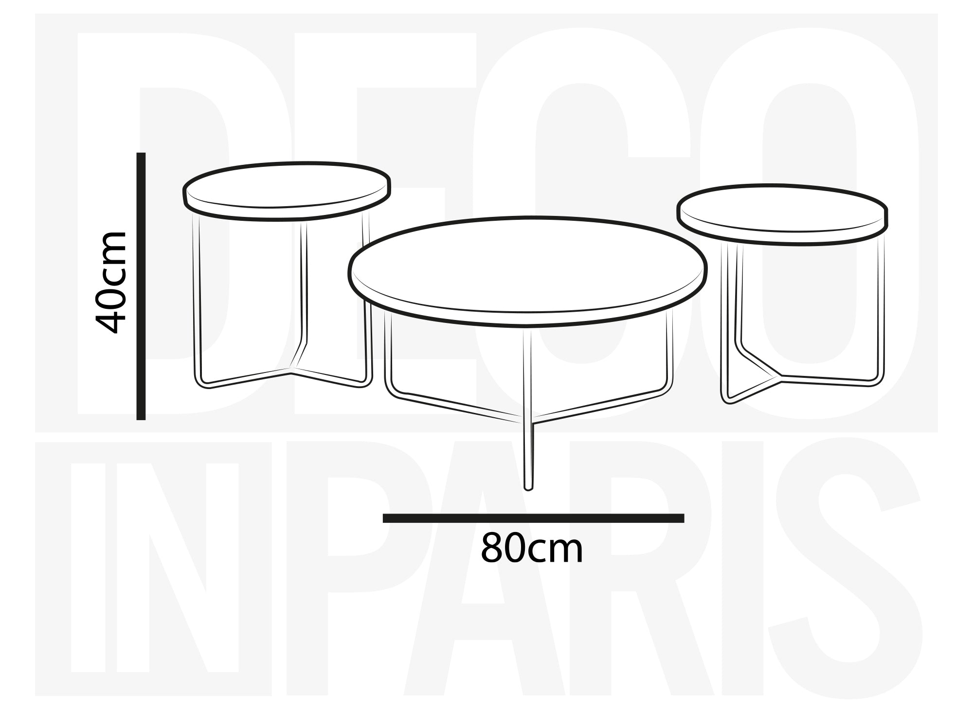 Juego de 3 mesas de centro redondas de cristal con patas de metal negro JAKIE