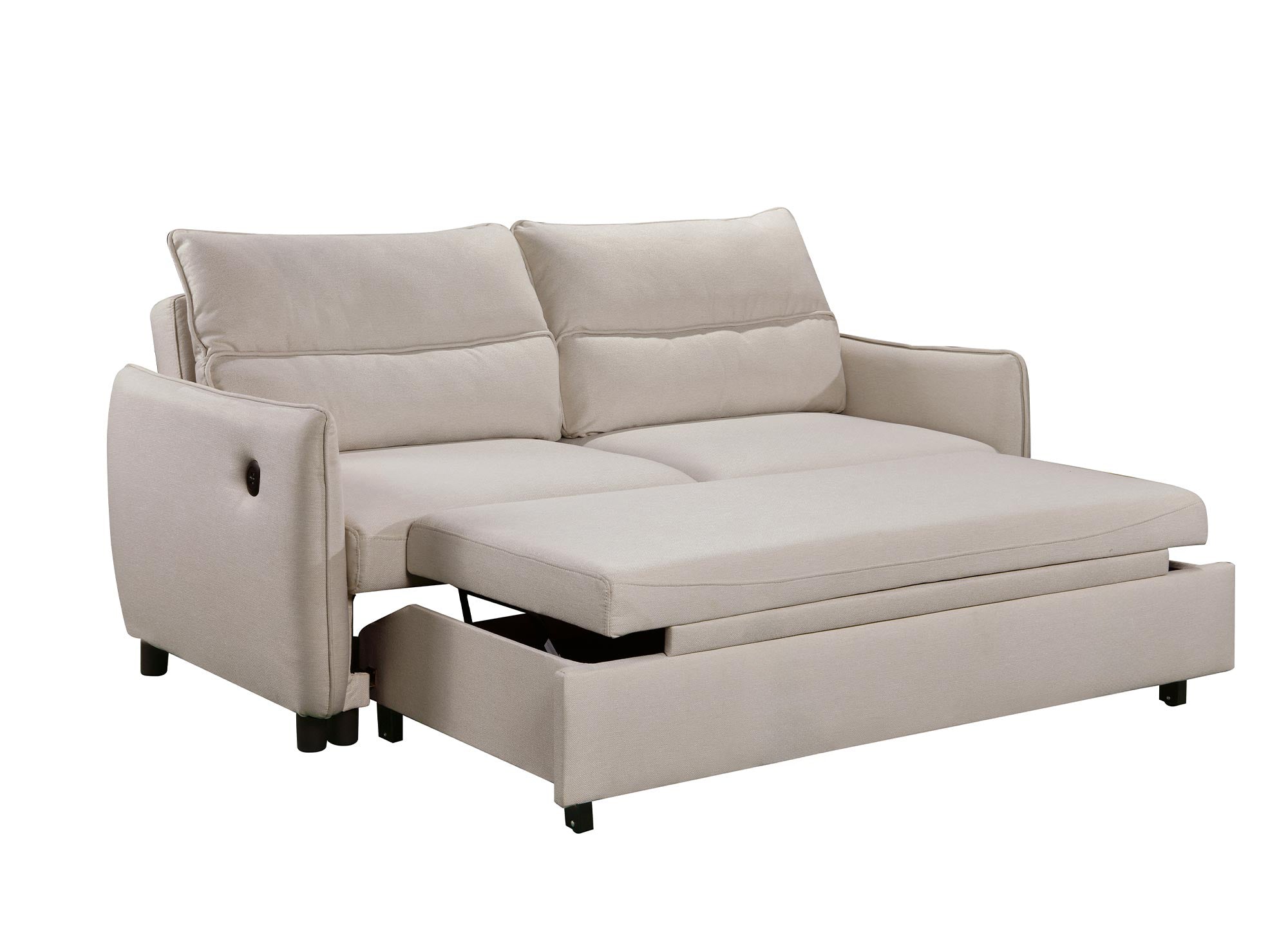 Sofá cama ZADIG de 3 plazas en tela beige