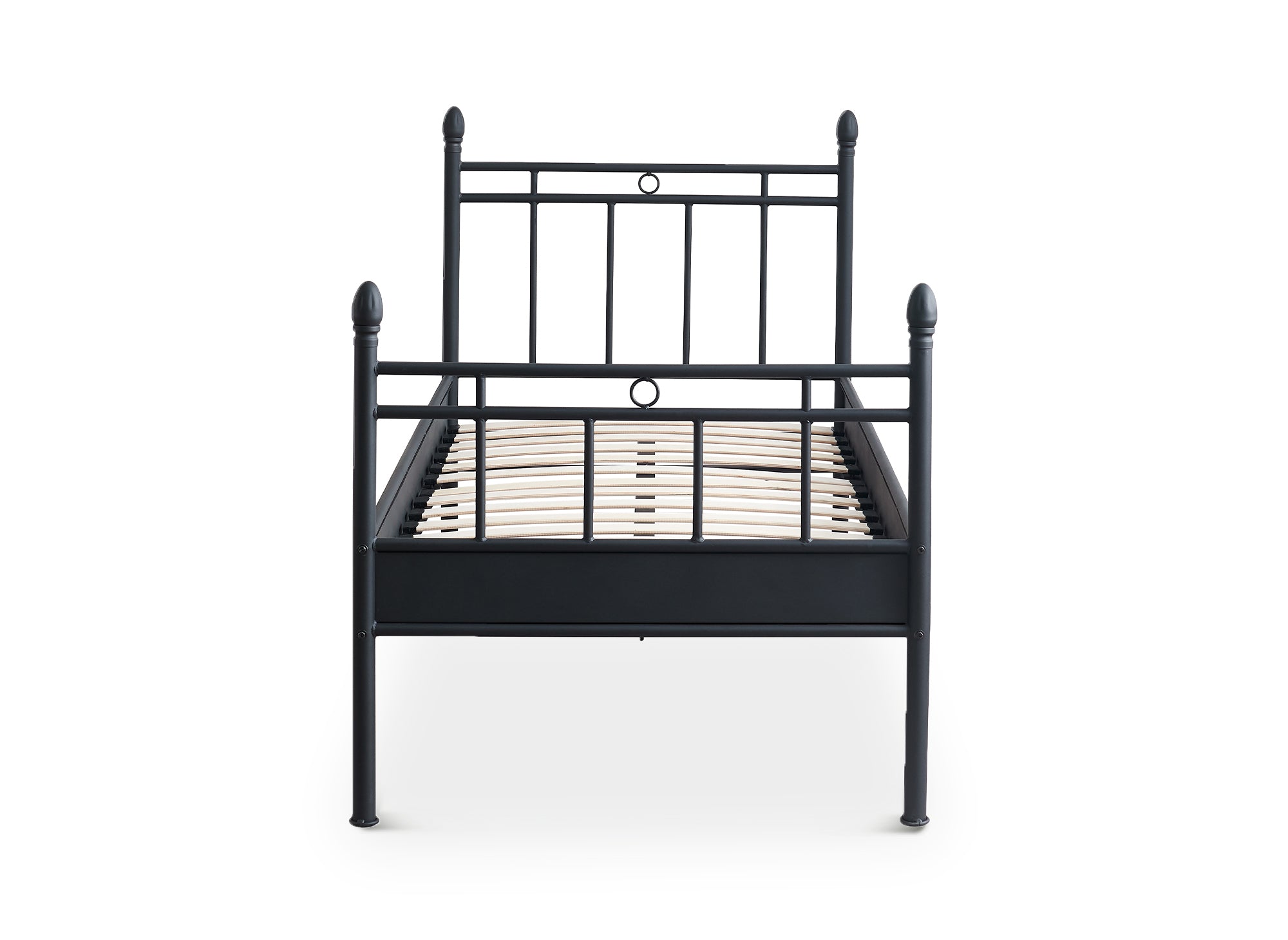 Cama individual KADY de metal negro, 90 x 190 cm