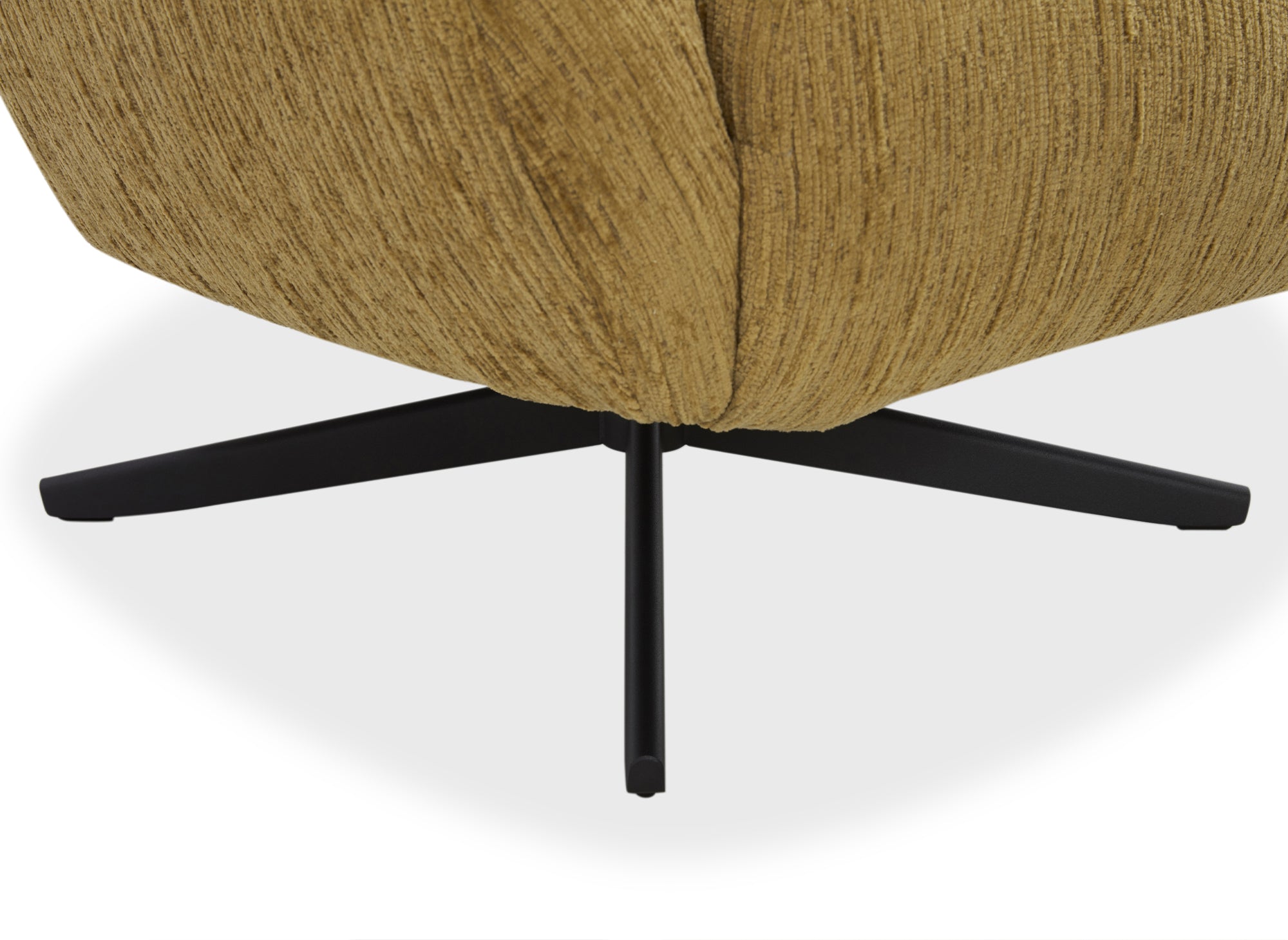 Sillón giratorio ALEZIO en terciopelo jaspeado amarillo mostaza