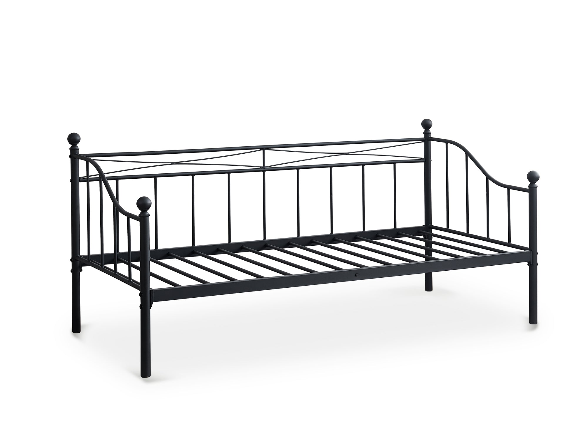 Sofá cama ALICIA de metal negro con cama extraíble, 90 x 190 cm