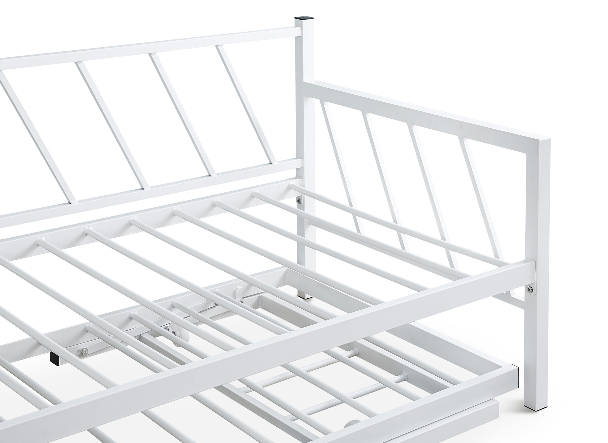 Sofá cama TORRY de metal blanco con cajón extraíble, 90 x 190 cm