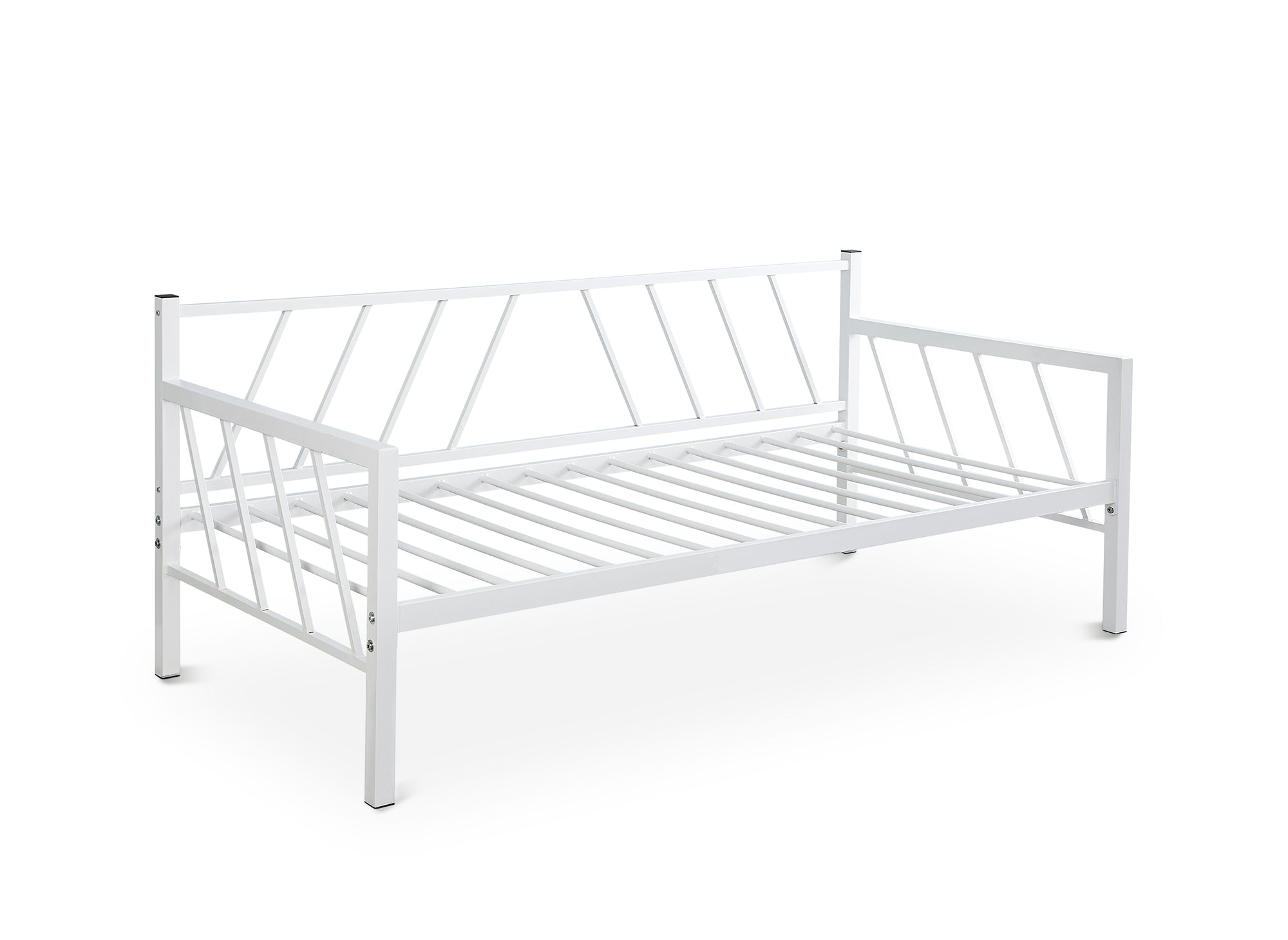 Sofá cama TORRY de metal blanco con cajón extraíble, 90 x 190 cm