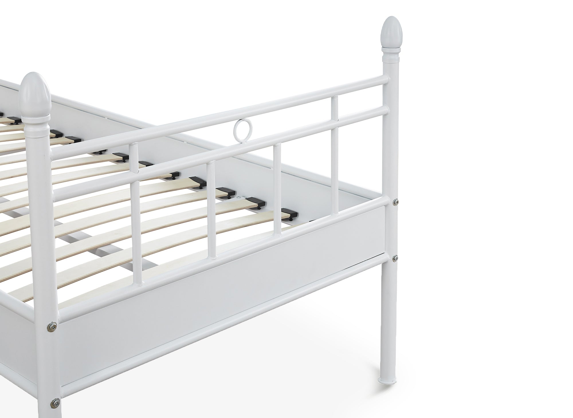 Cama individual KADY de metal blanco, 90 x 190 cm