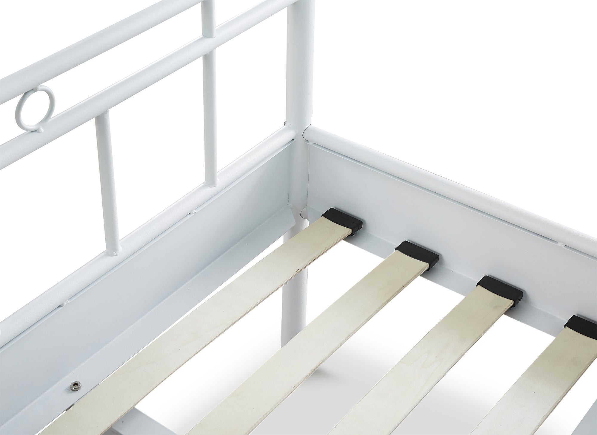 Cama individual KADY de metal blanco, 90 x 190 cm