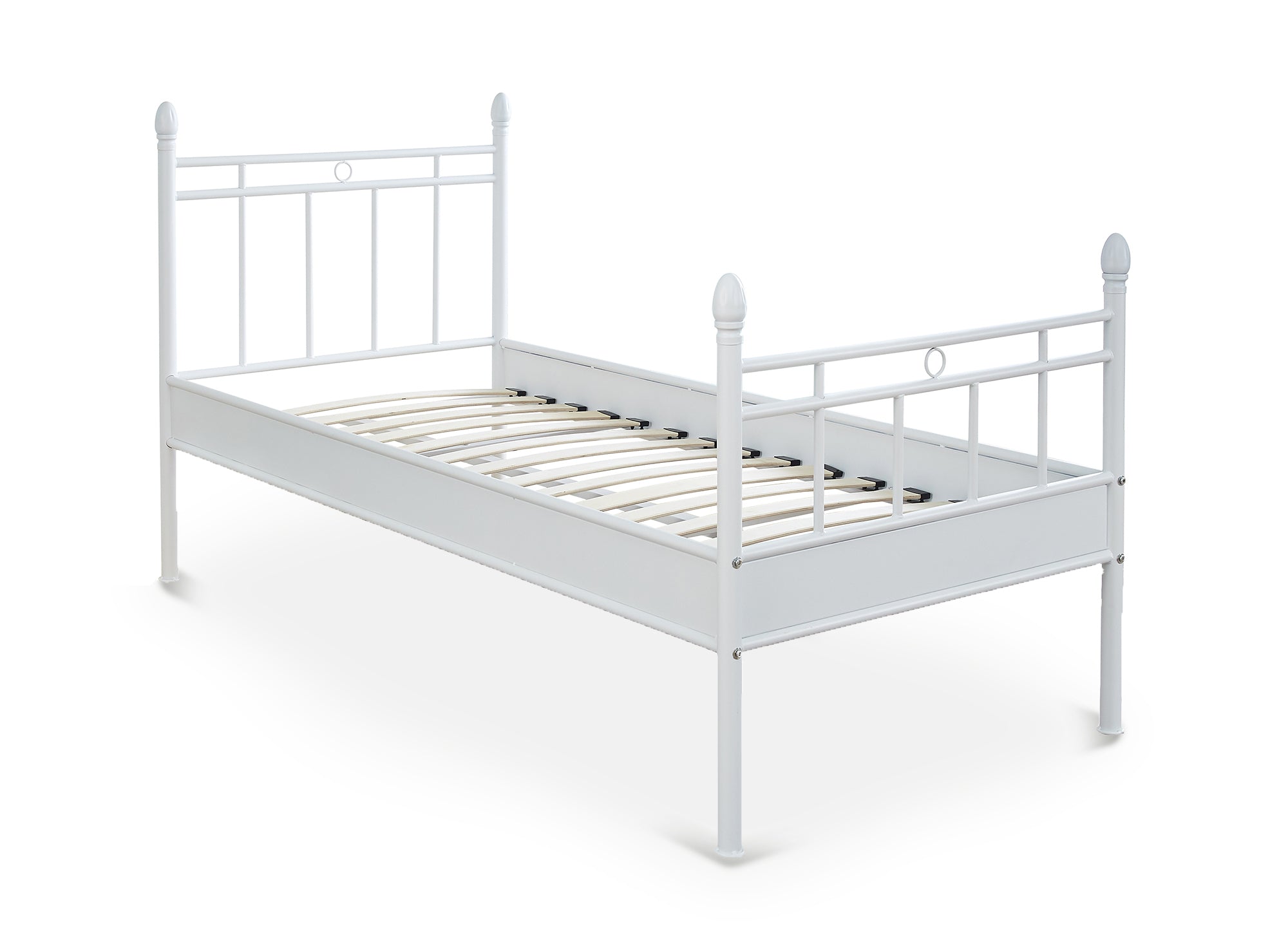 Cama individual KADY de metal blanco, 90 x 190 cm