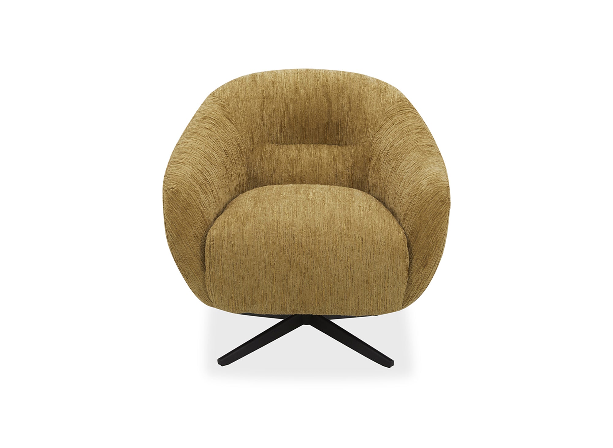 Sillón giratorio ALEZIO en terciopelo jaspeado amarillo mostaza