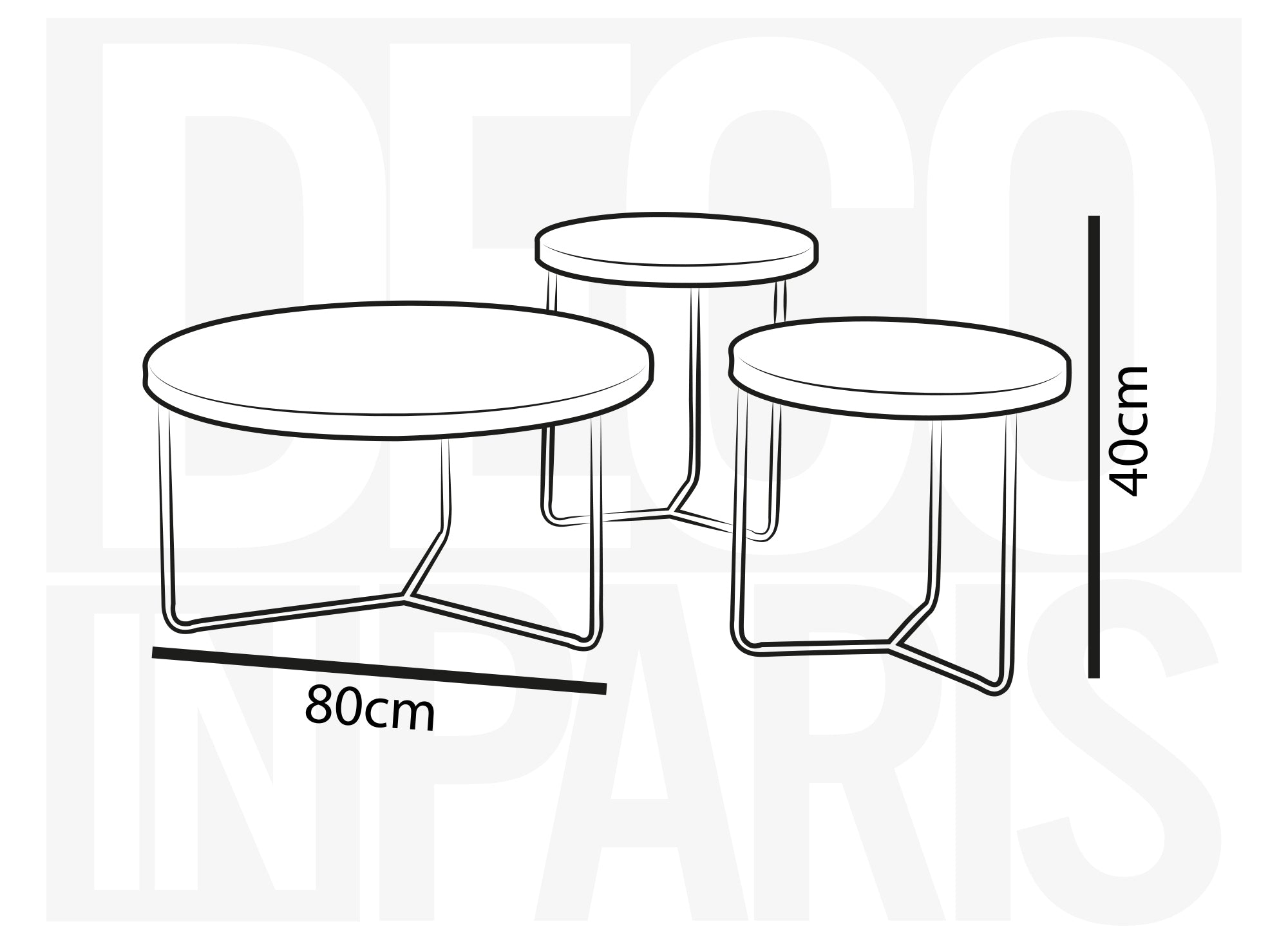 Juego de 3 mesas de centro redondas negras ROMY