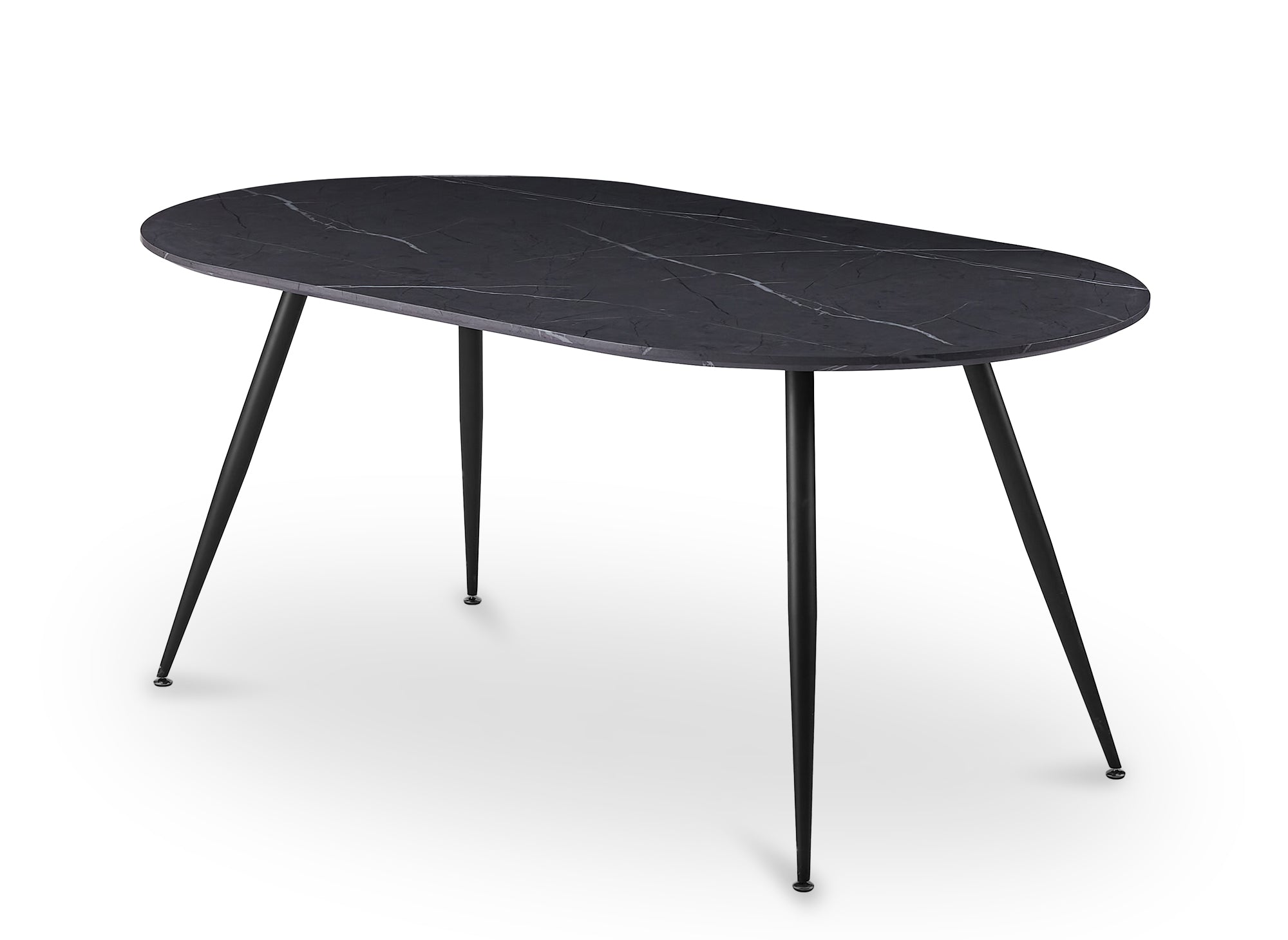 Mesa de comedor ovalada DIWAN con efecto mármol gris