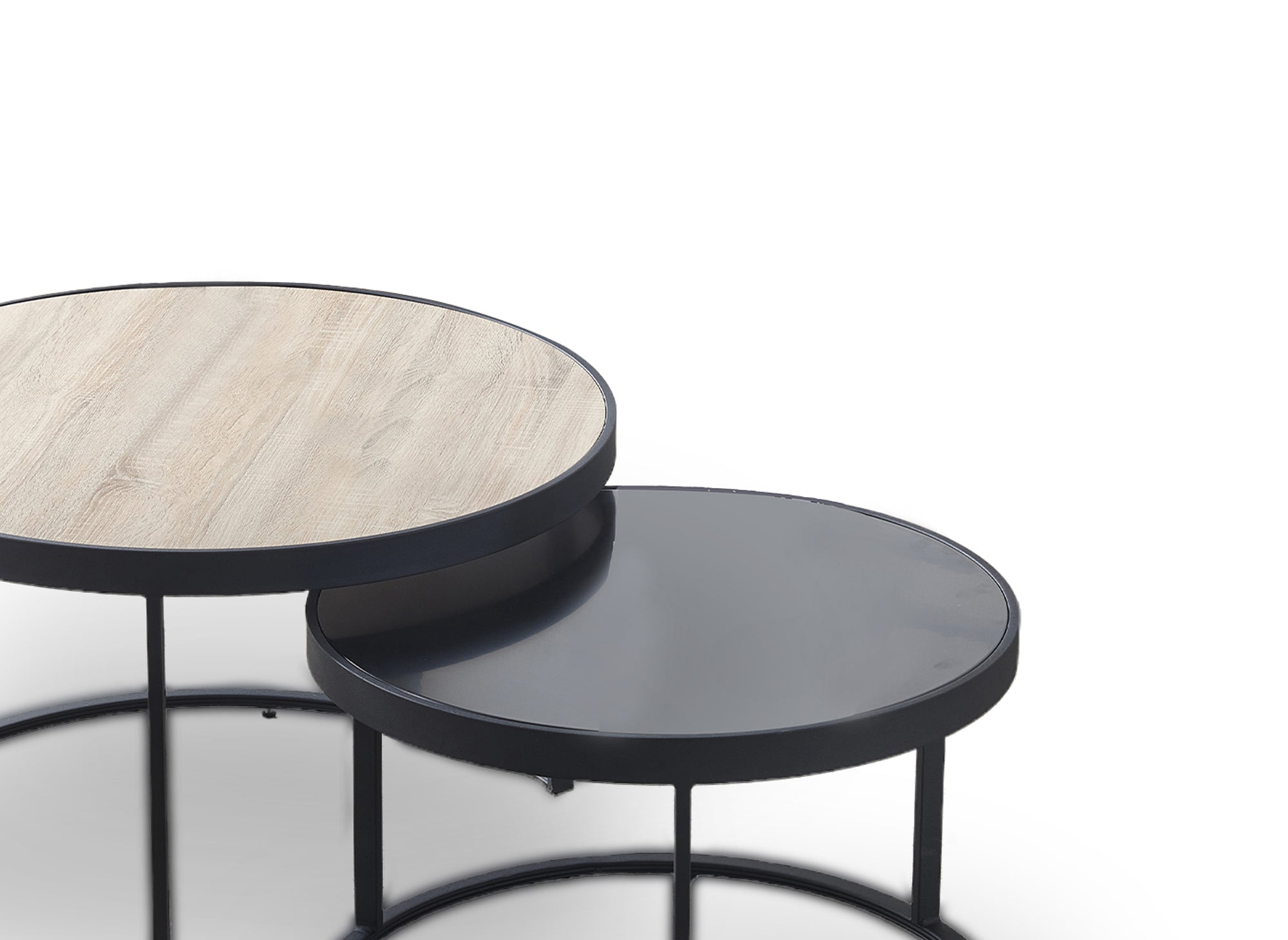 Juego de 2 mesas de centro redondas apilables AMERIO