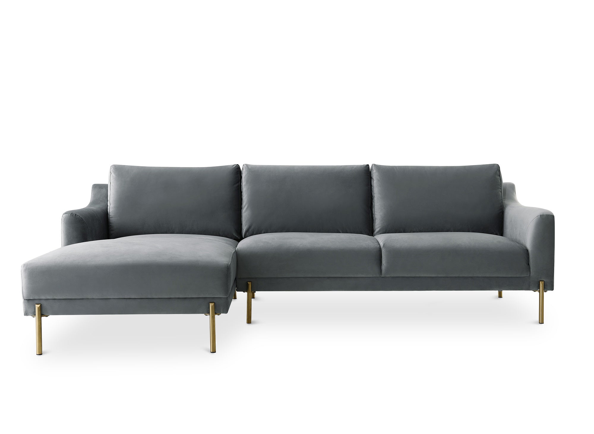 Sofá esquinero CELINE de terciopelo gris con chaise longue - Esquina izquierda