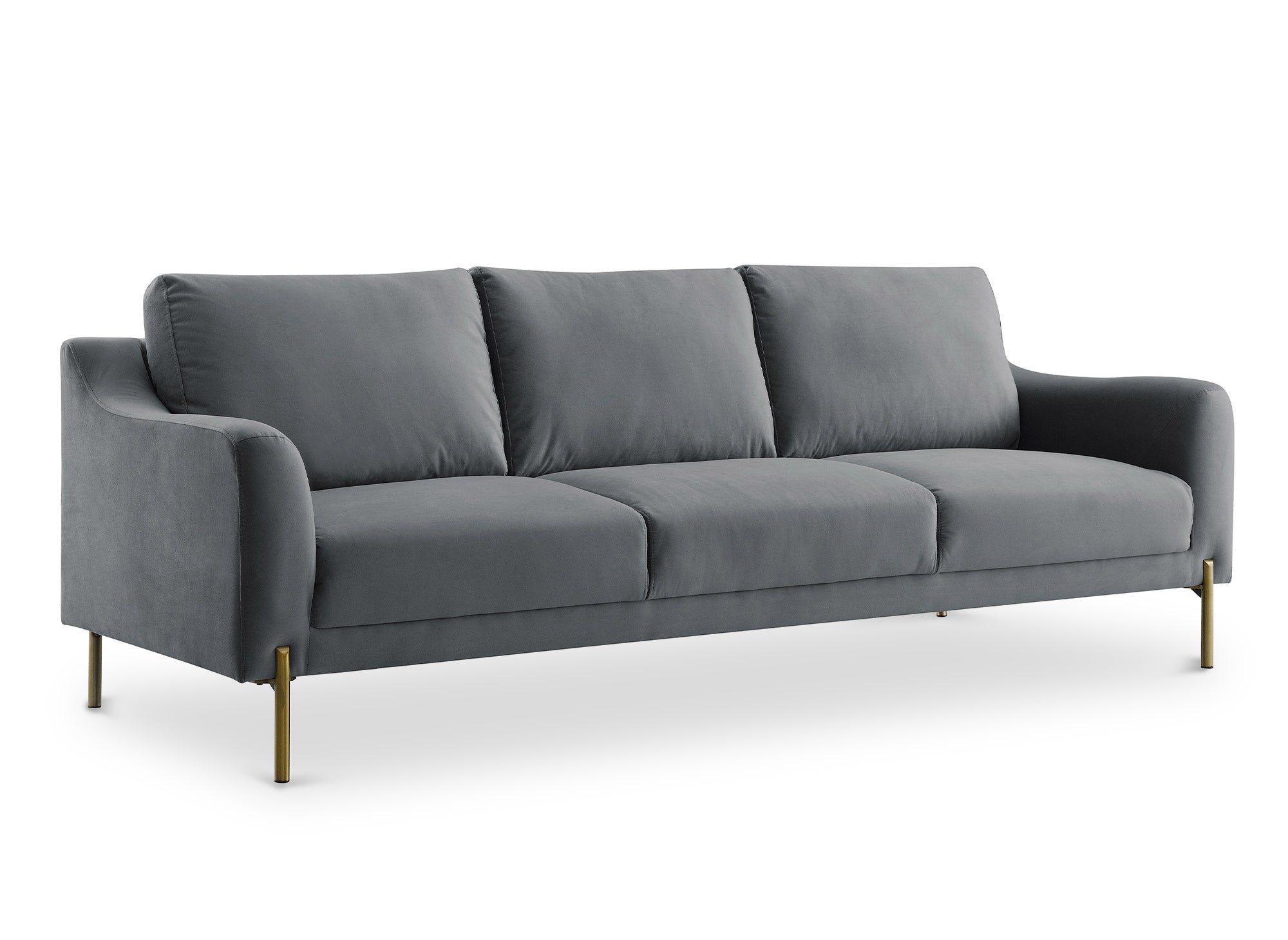 Sofá recto de 3 plazas CELINE en terciopelo gris