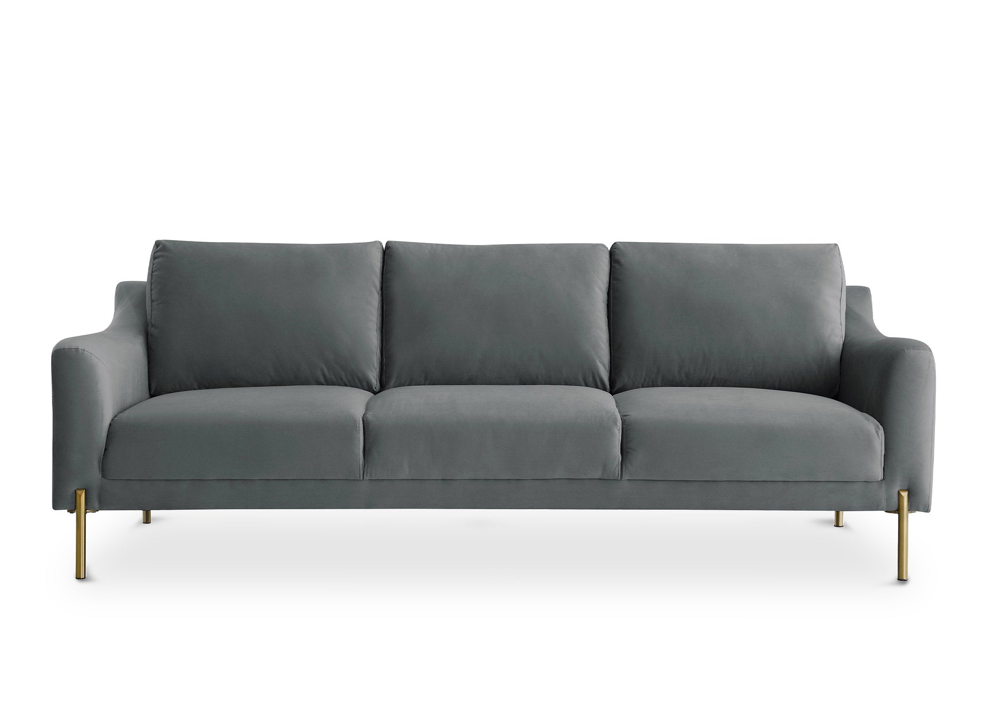 Sofá recto de 3 plazas CELINE en terciopelo gris