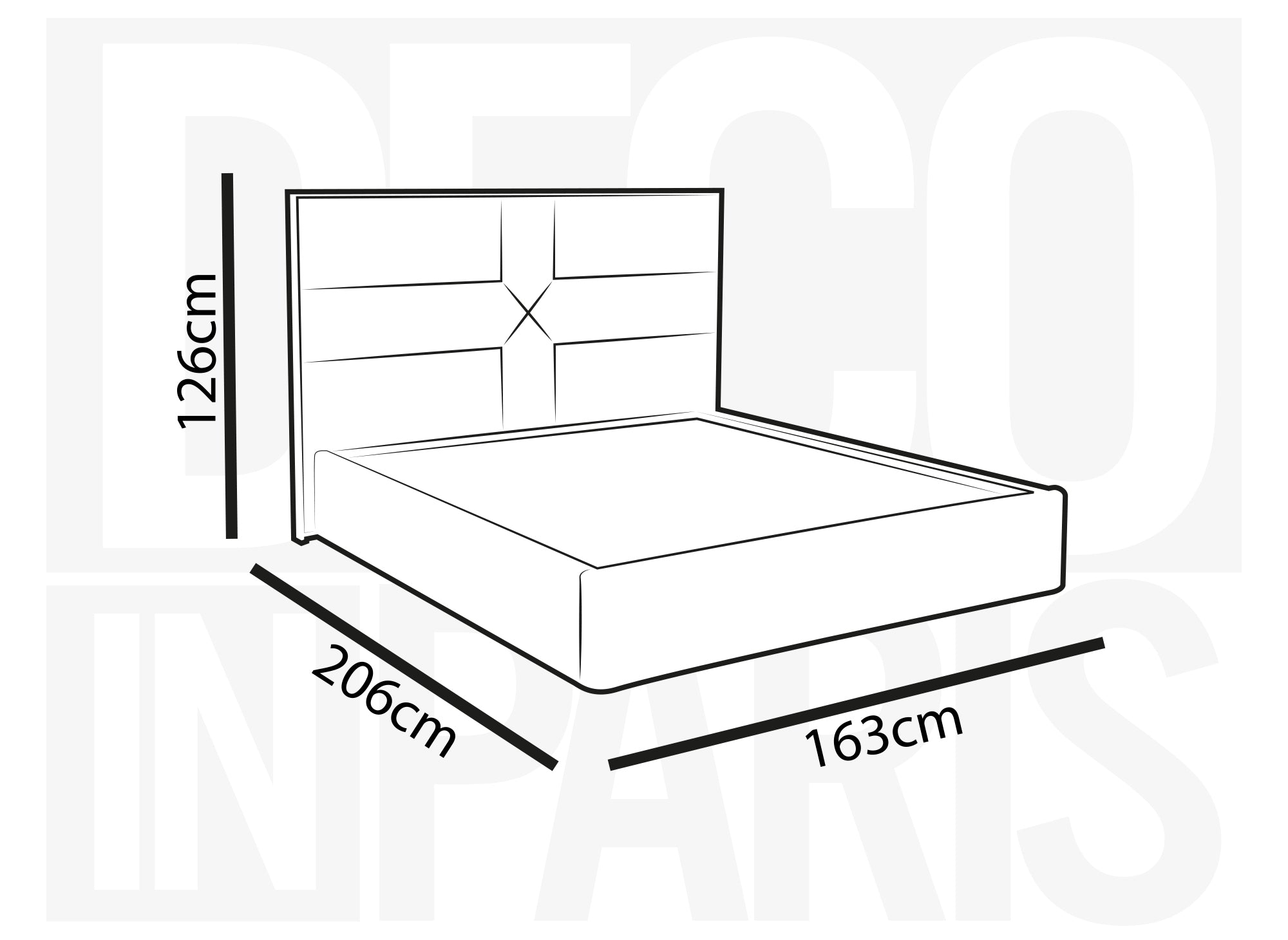 Cama con almacenaje de diseño DAVINA en terciopelo gris, 140 x 190 cm