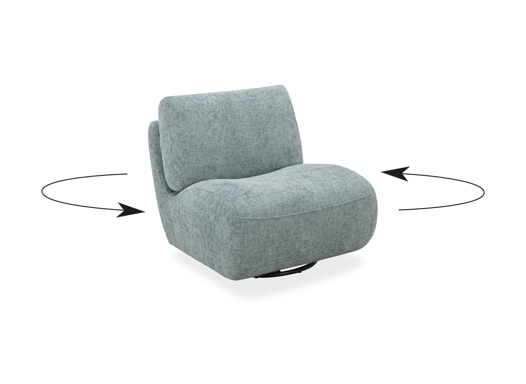 Sillón giratorio TANGO en terciopelo verde espuma de mar jaspeado