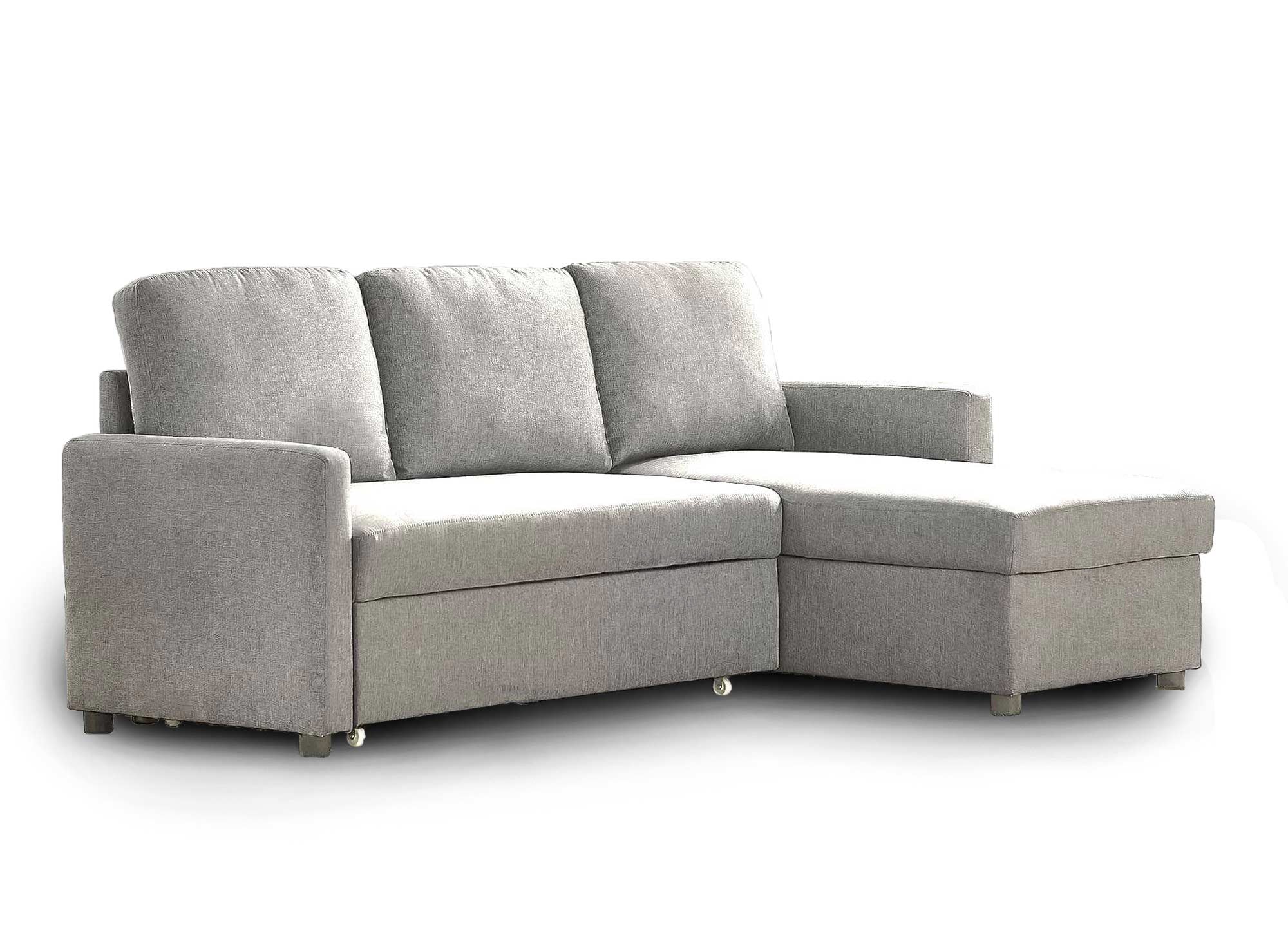 Sofá cama esquinero reversible ADAM con compartimento de almacenamiento en tela gris