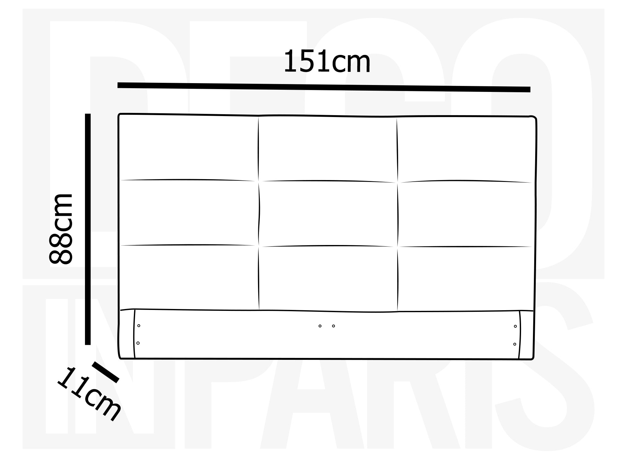 Cabecero de diseño MATTY de tela beige, 140 cm