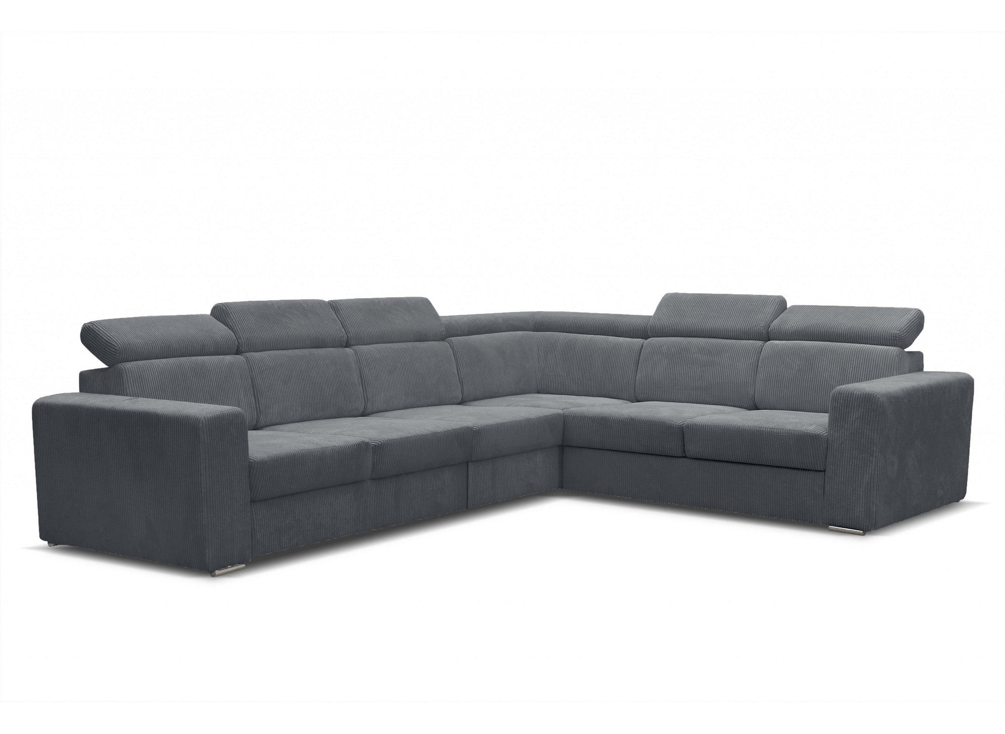 Sofá esquinero convertible y reversible MERYL XL en pana gris oscuro