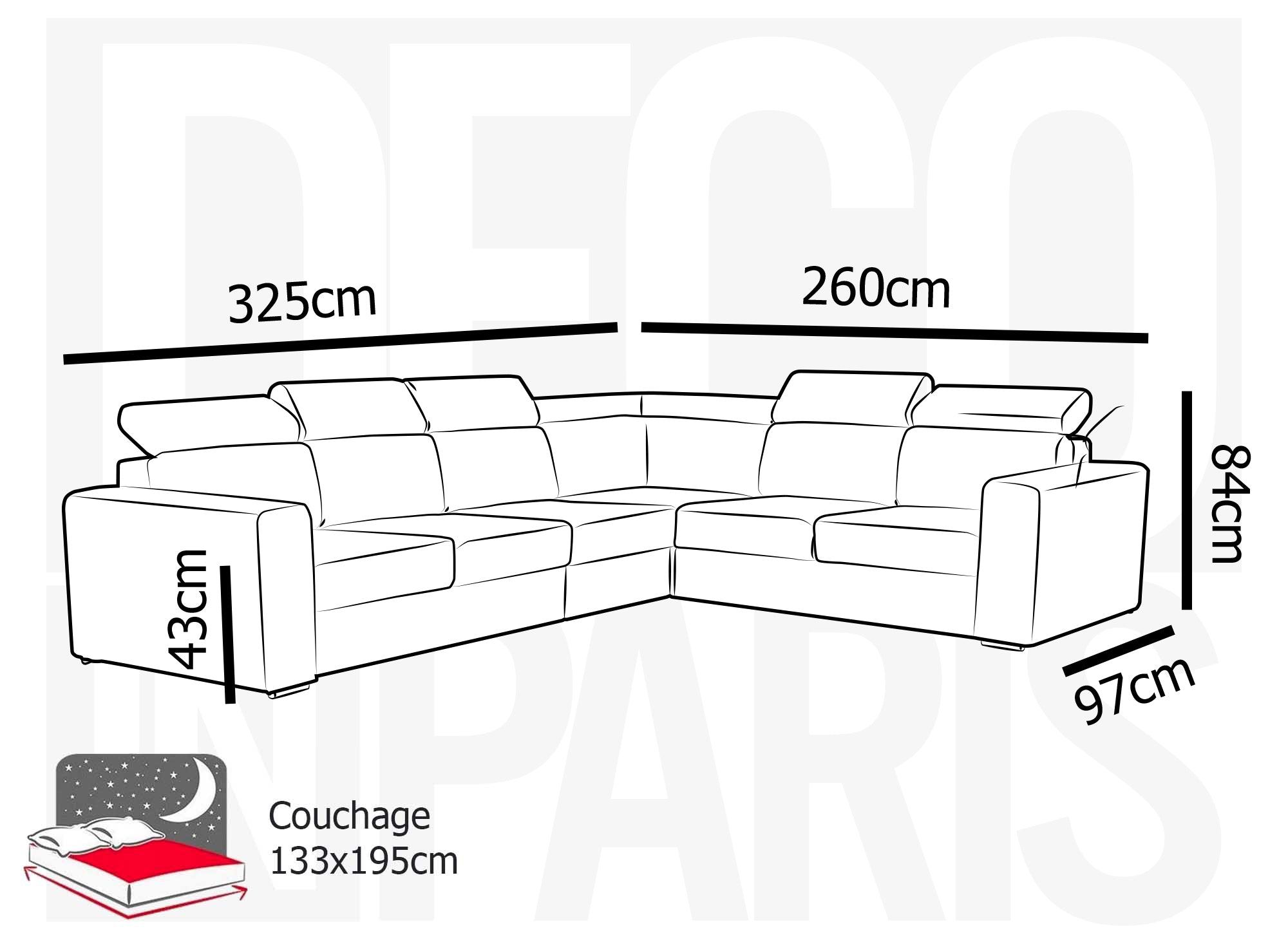 Sofá esquinero convertible y reversible MERYL XL en pana gris claro