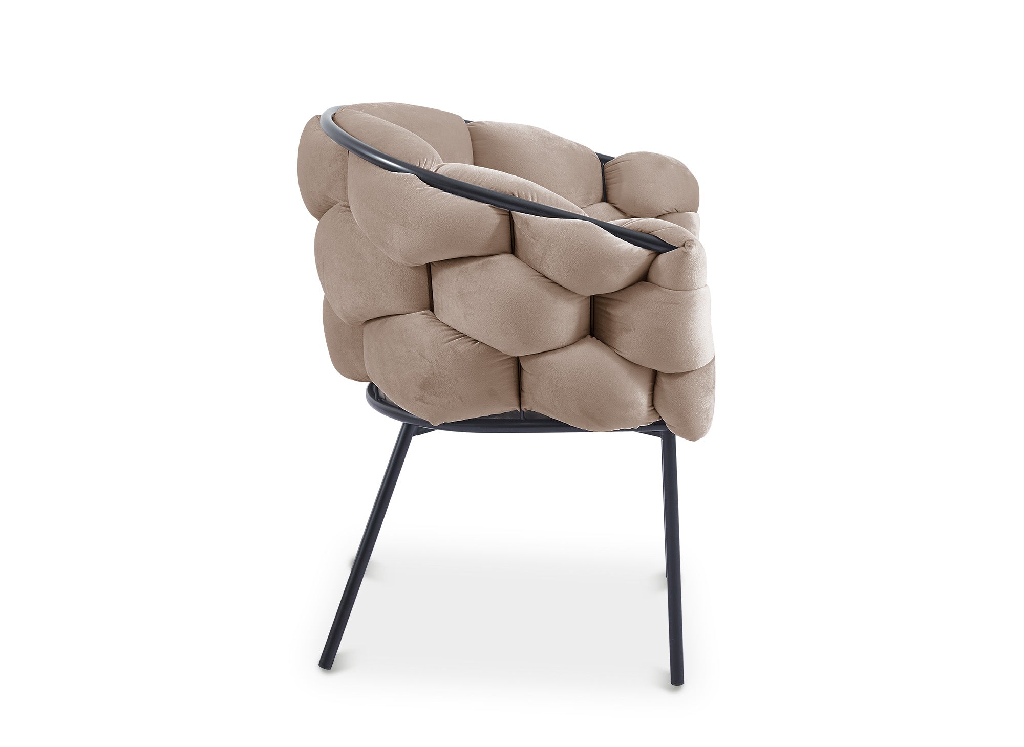 Juego de 2 sillas Charlotte en terciopelo color topo con patas de metal negro