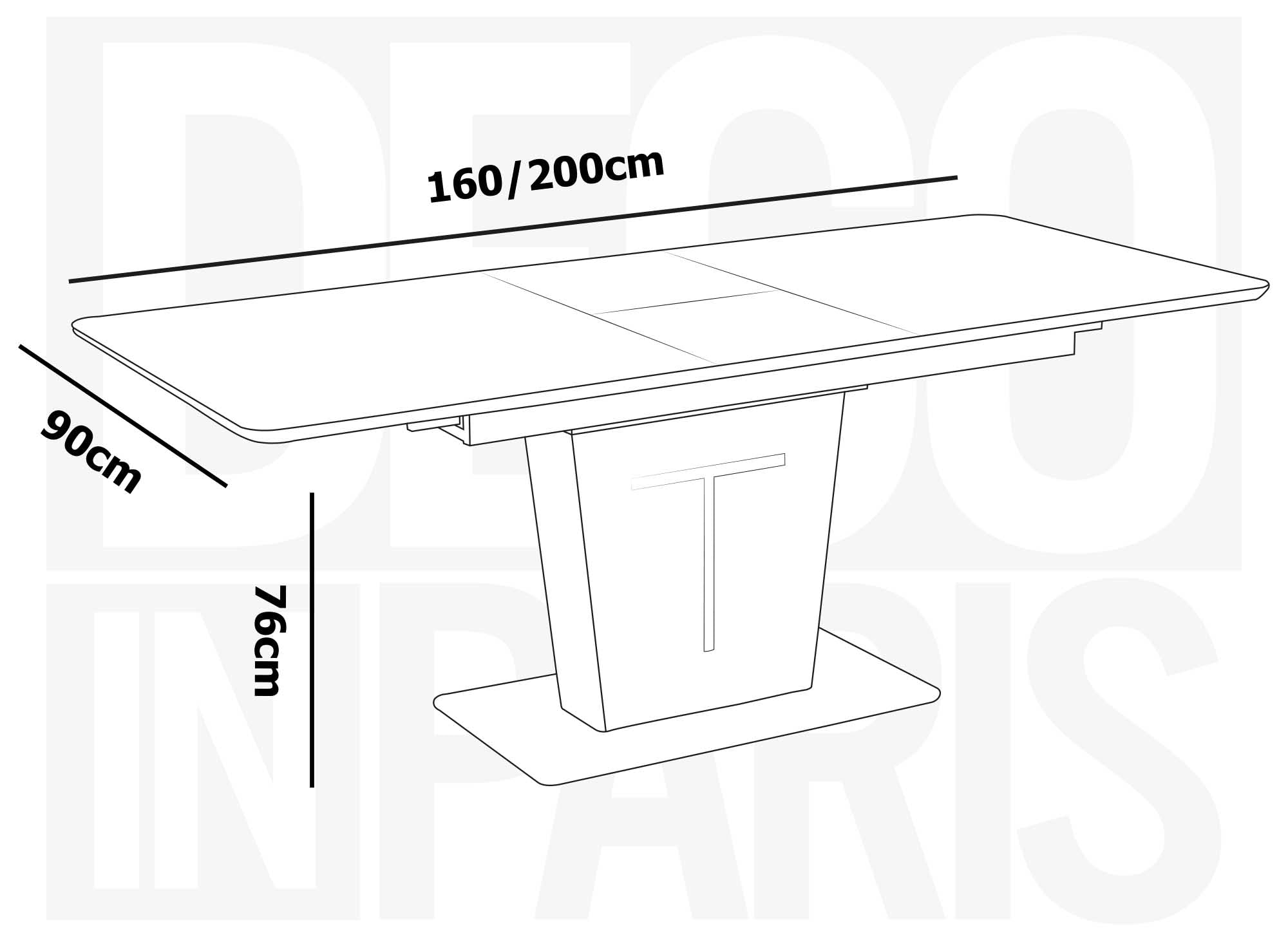 Mesa de comedor extensible rectangular SULIA, diseño negro