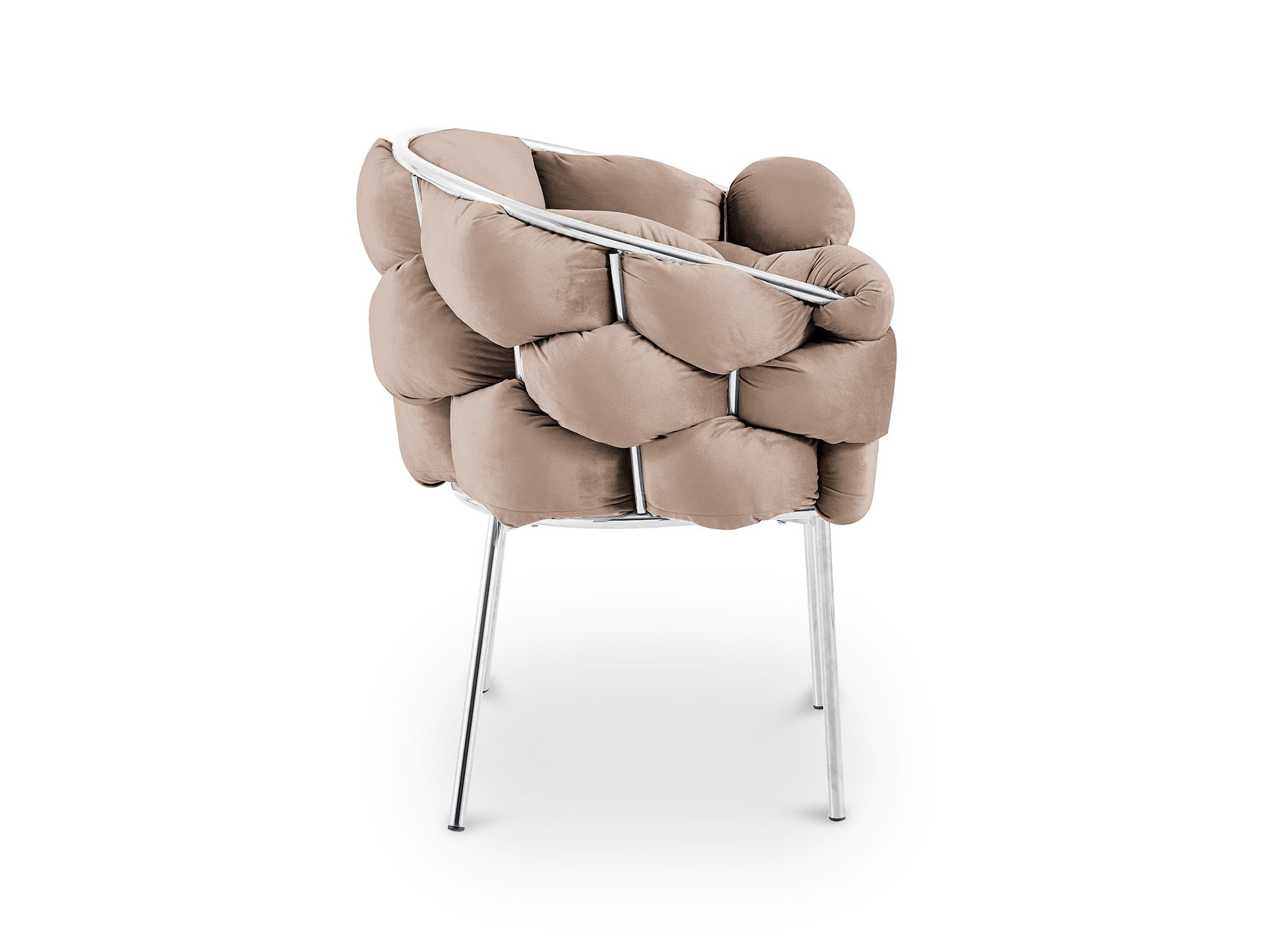 Juego de 2 sillas CHARLOTTE de terciopelo beige con patas de metal plateado