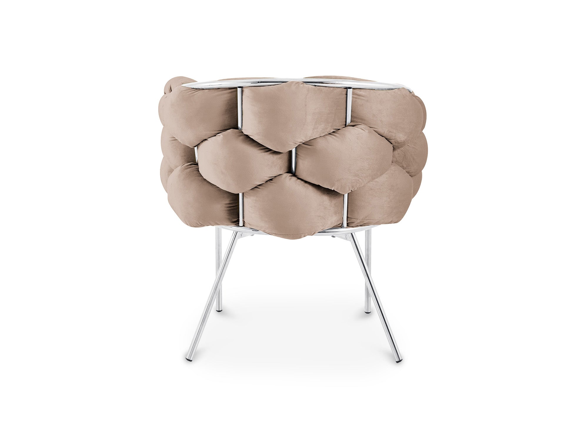 Juego de 2 sillas CHARLOTTE de terciopelo beige con patas de metal plateado