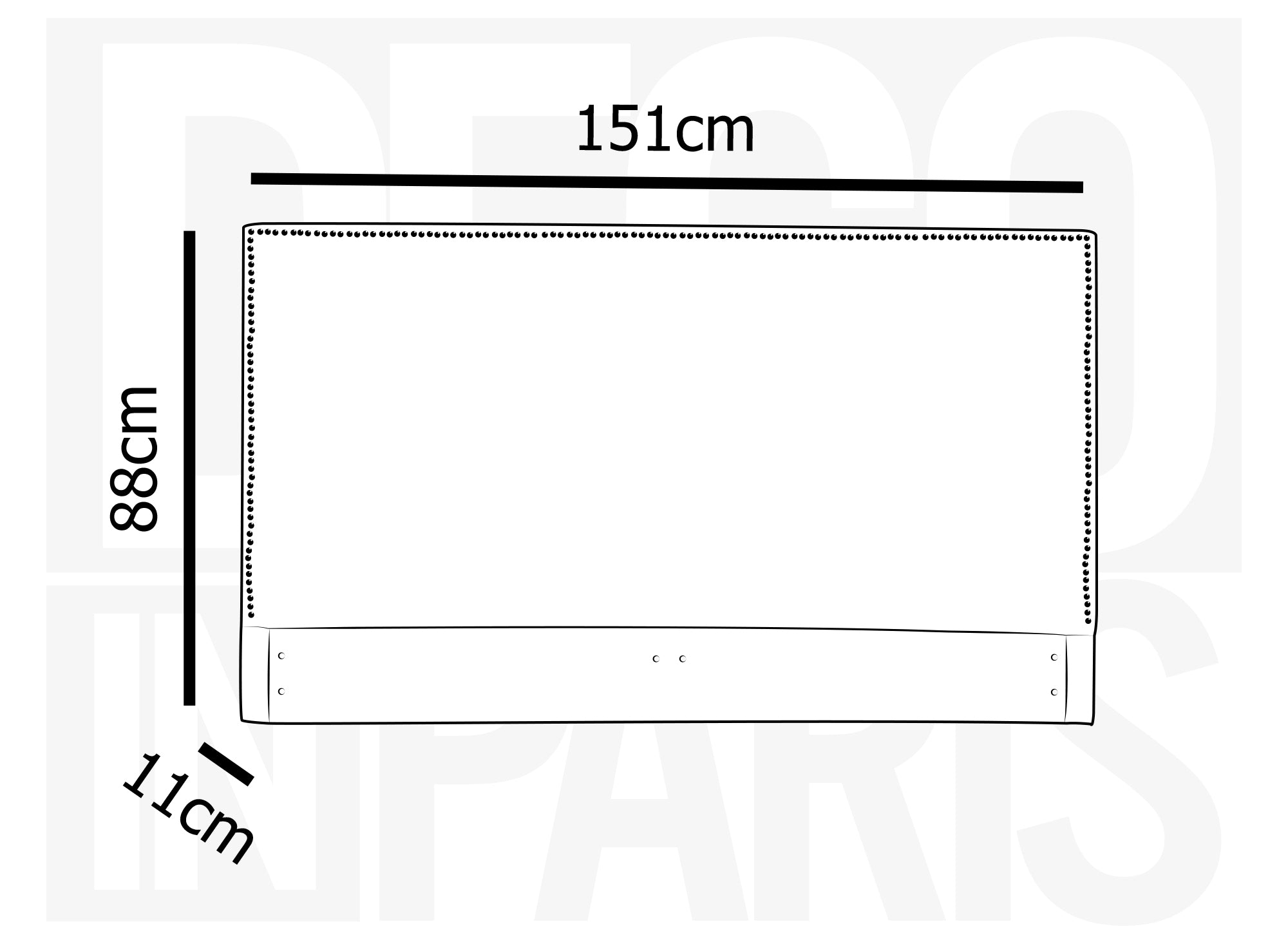 Cabecero LINDA de lino beige con tachuelas, 140 cm