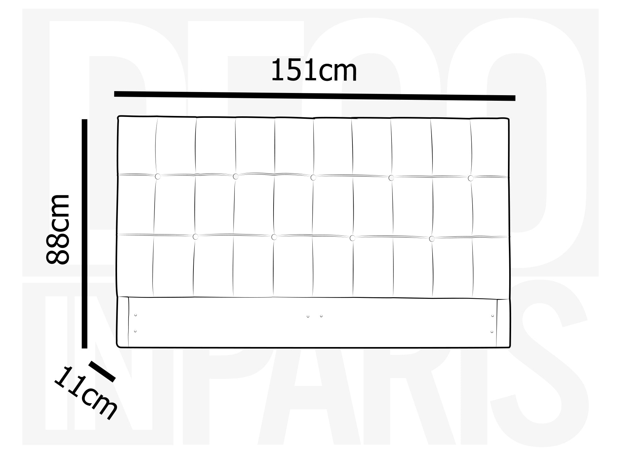 Cabecero tapizado en tela gris DOMICE de 140 cm