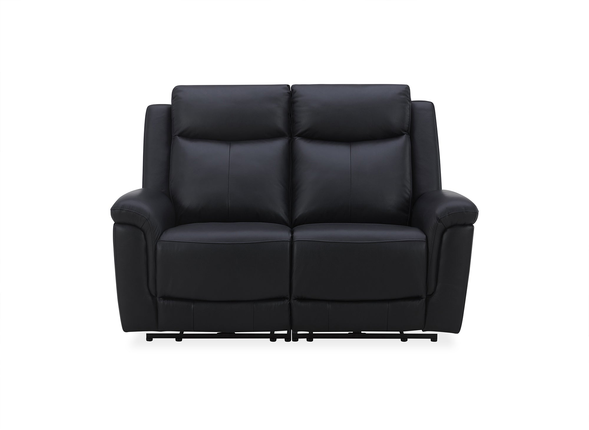 Sofá reclinable eléctrico de 2 plazas ERNEST en piel negra