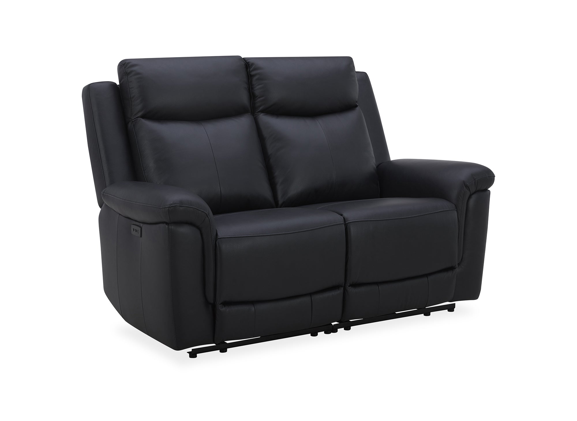 Sofá reclinable eléctrico de 2 plazas ERNEST en piel negra