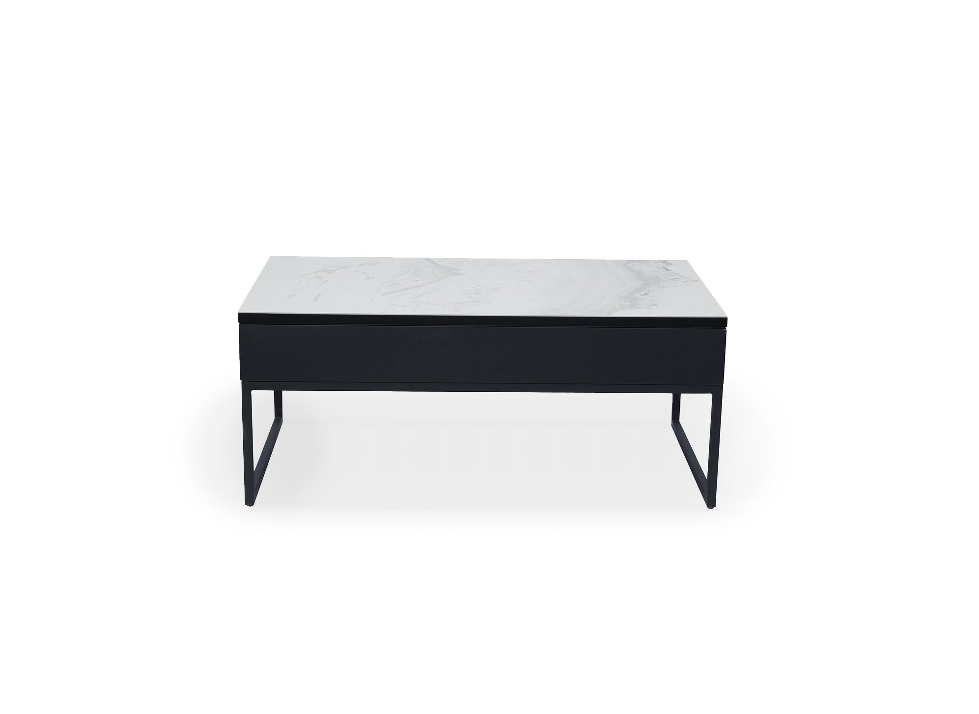 Mesa de centro de diseño MARIE con tapa elevable en cerámica blanca