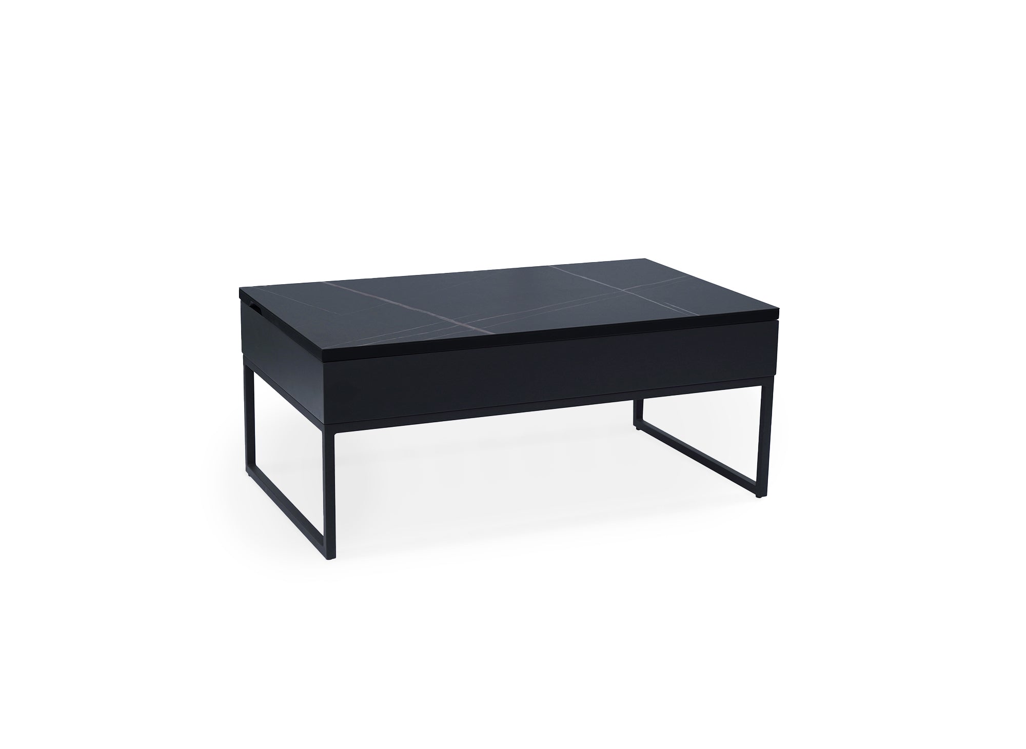 Mesa de centro de diseño MARIE con tapa elevable en cerámica negra