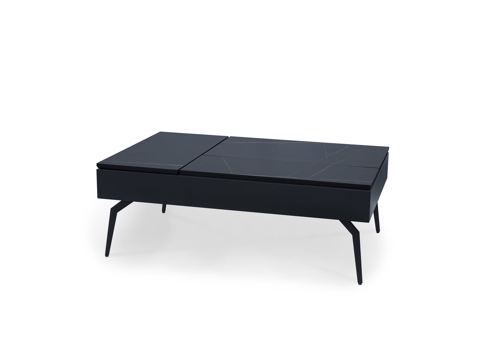 Mesa de centro de diseño SILVANA con tapa elevable en cerámica negra