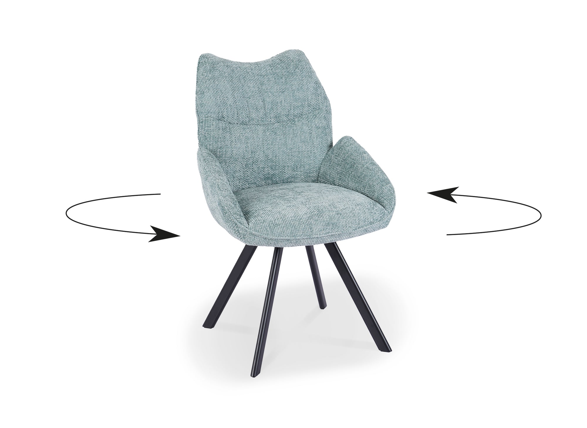 Silla giratoria TALIA con reposabrazos en tela verde agua