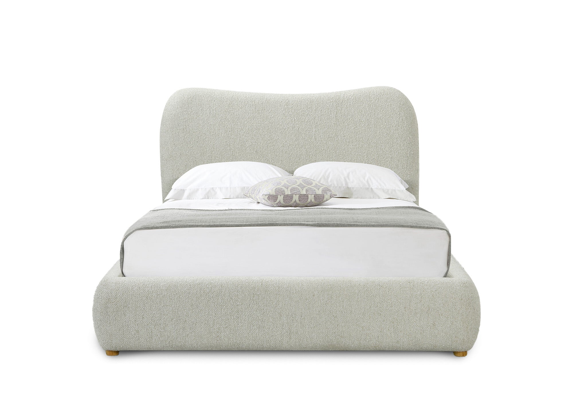 Cama doble PAMELA de 160 x 200 cm, efecto piel de oveja blanca.