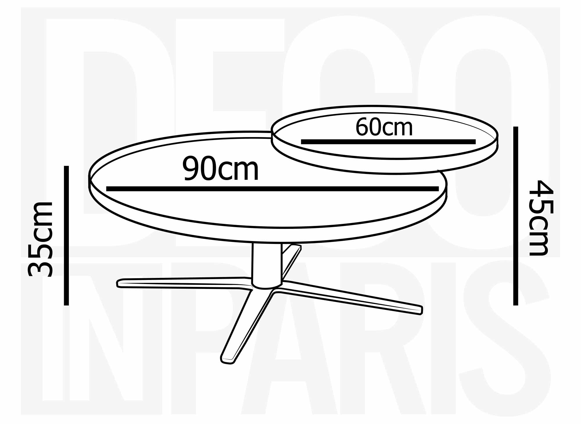 Mesa de centro redonda CLOELIE con tablero giratorio de cerámica blanca
