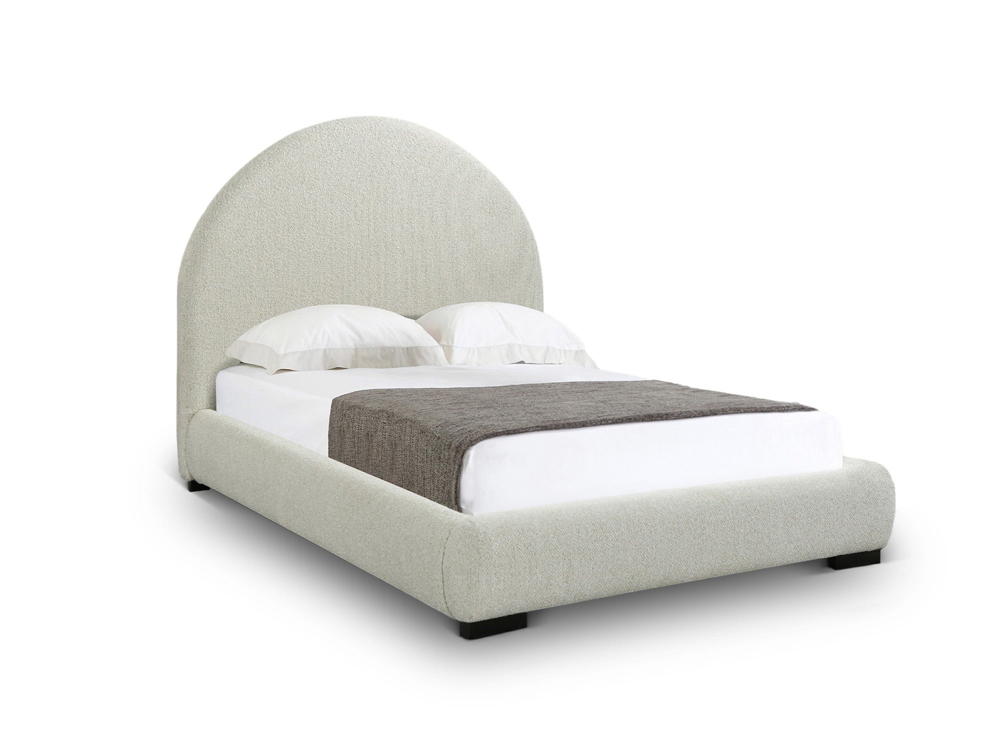 Cama doble NAMY de 180 x 200 cm, efecto piel de oveja blanca.