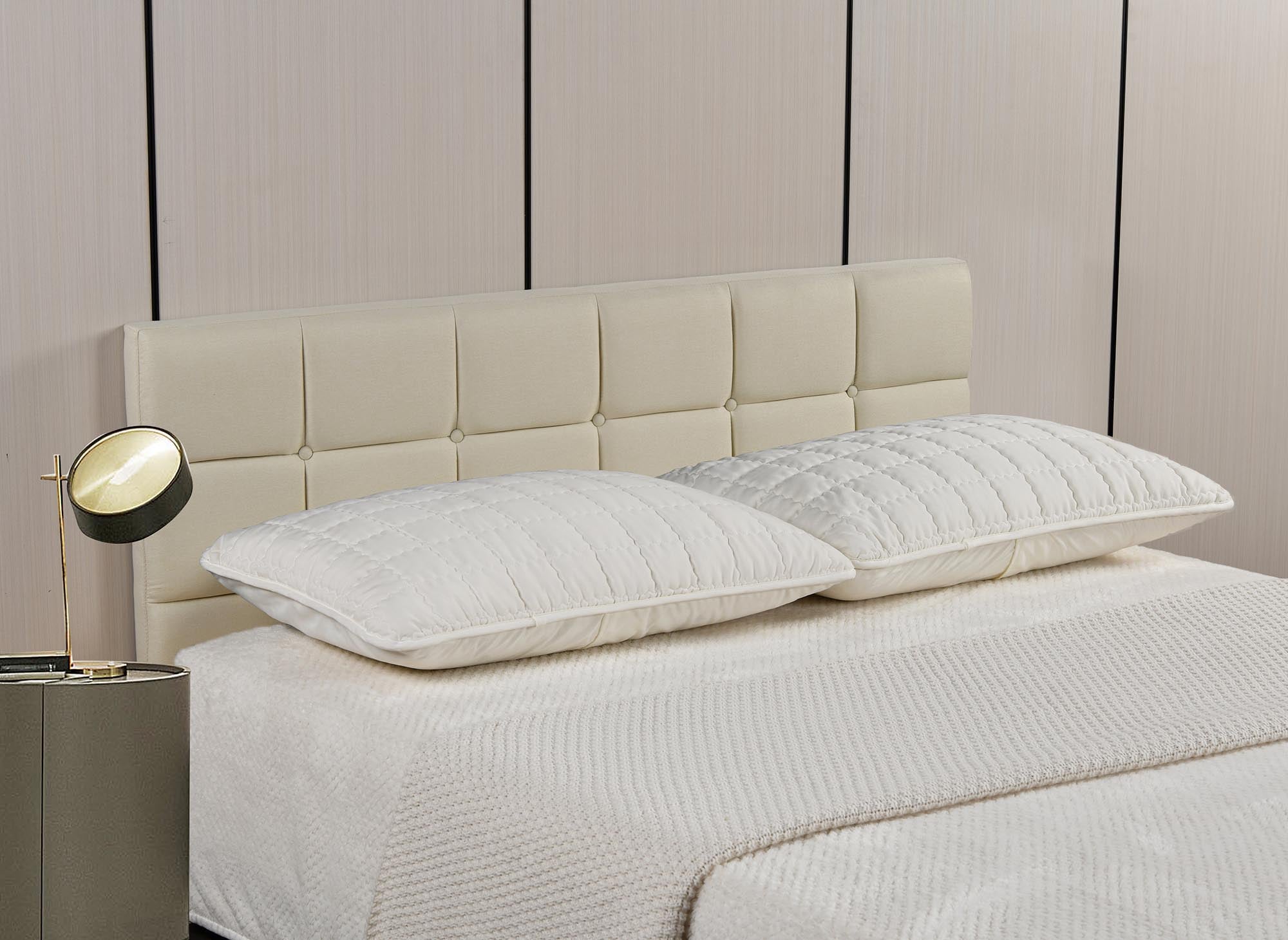 Cabecero ALVERA de 140 cm en tela beige