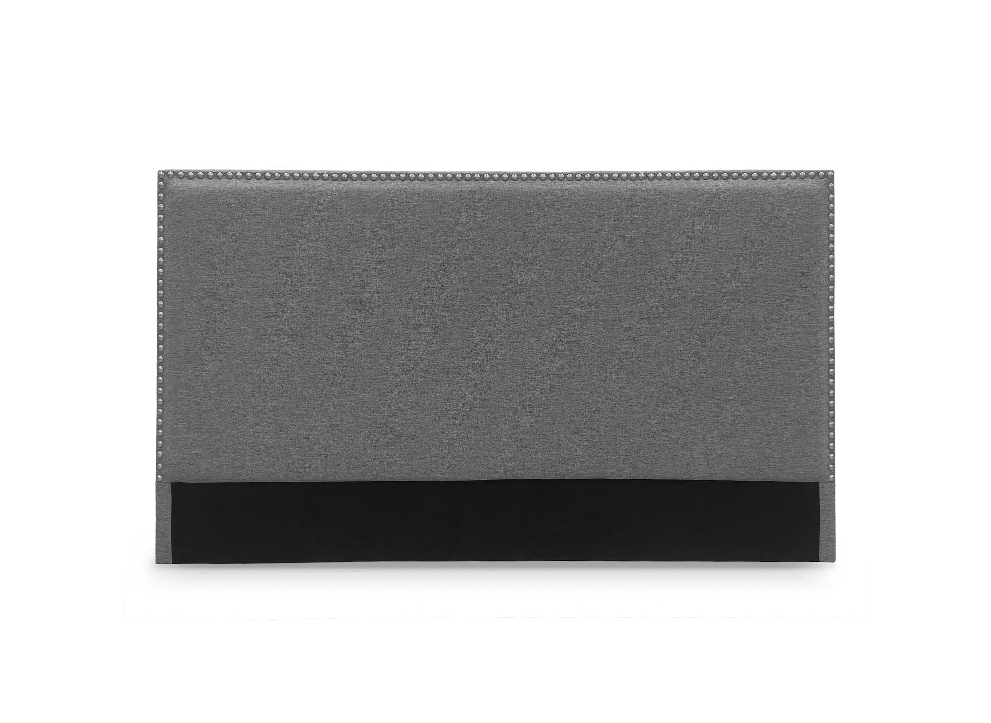 Cabecero LINDA de 140 cm con tachuelas y tapizado en lino gris