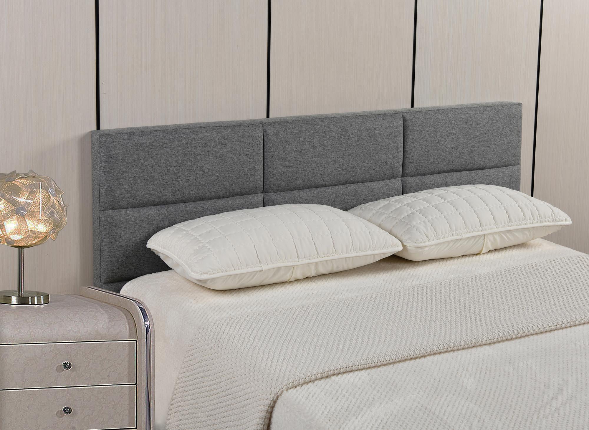 Cabecero de diseño MATTY de tela gris, 160 cm