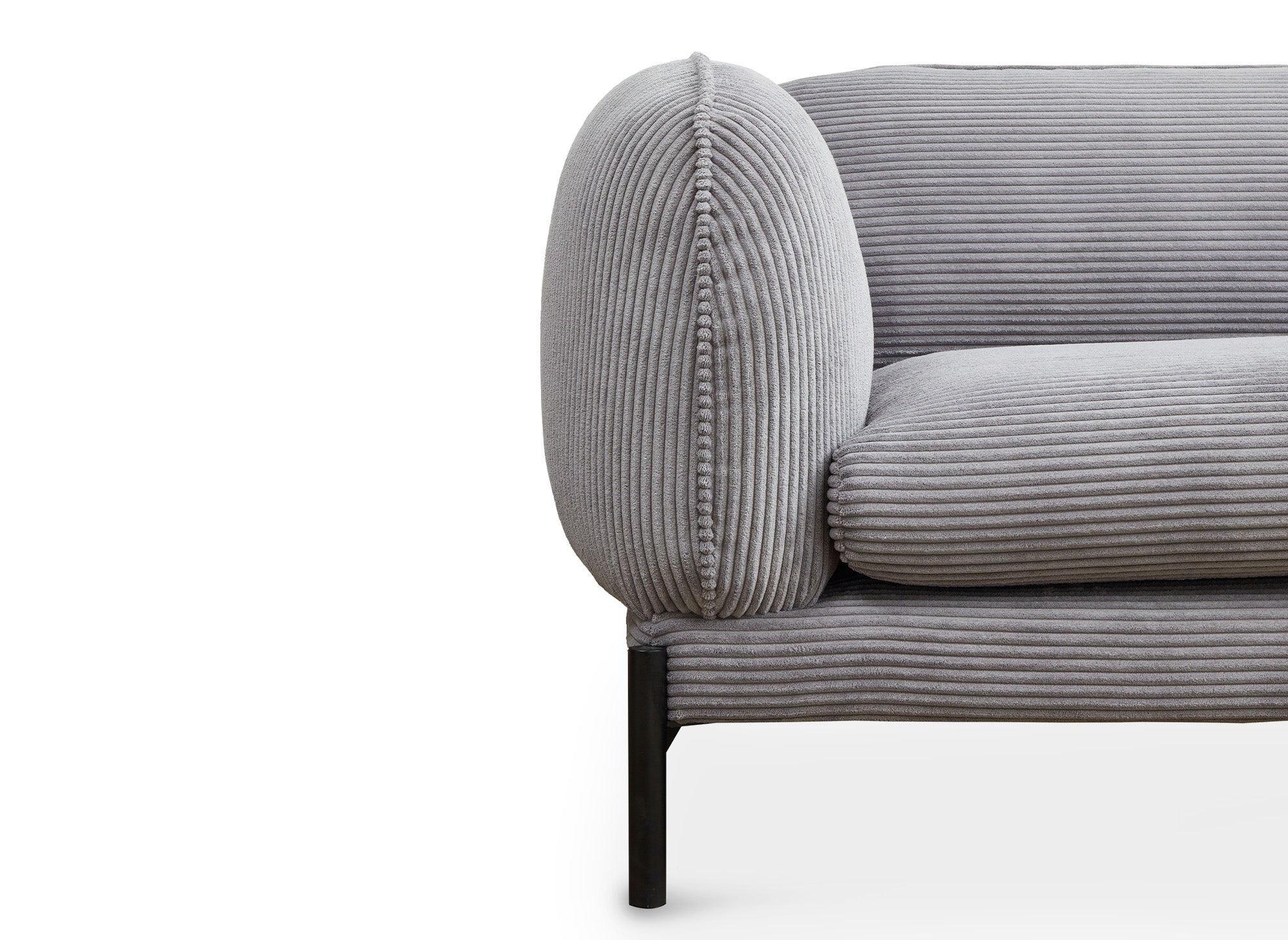 Sofá ANDREA de 3 plazas en terciopelo gris de rayas anchas